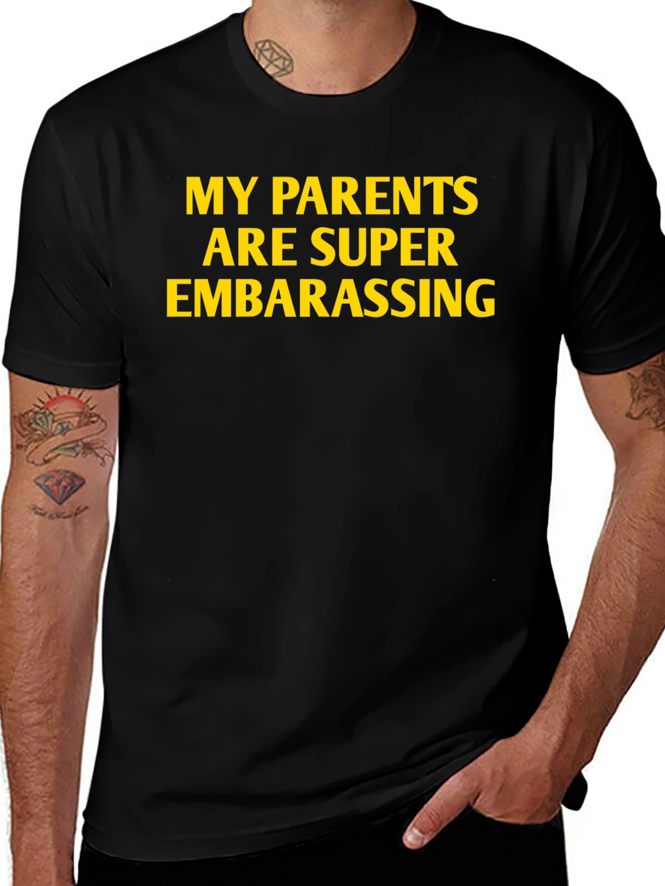 Funny My Parents Are Super Embarrassing Black Tee