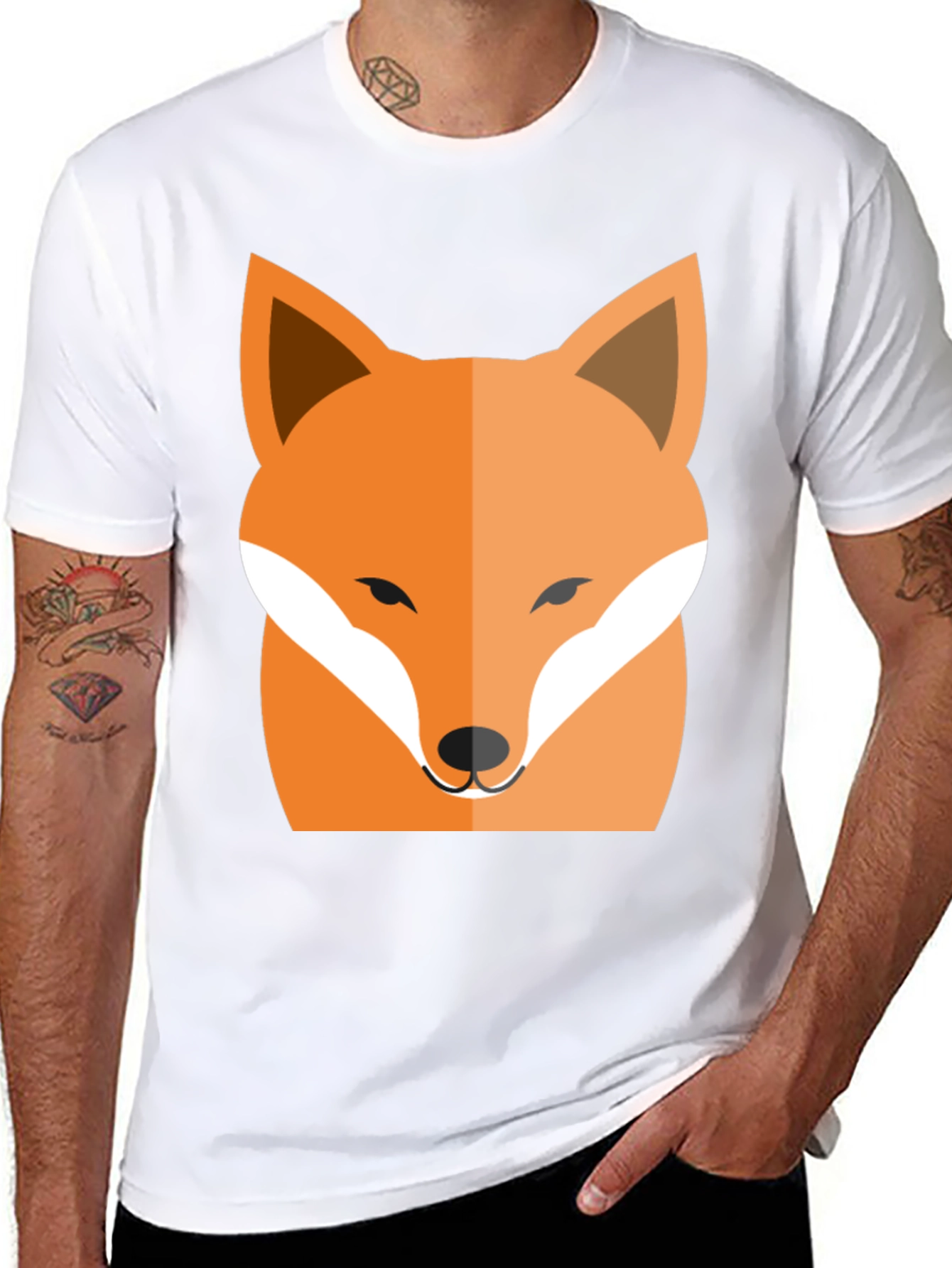Black T-Shirt with Fox Graphic Print