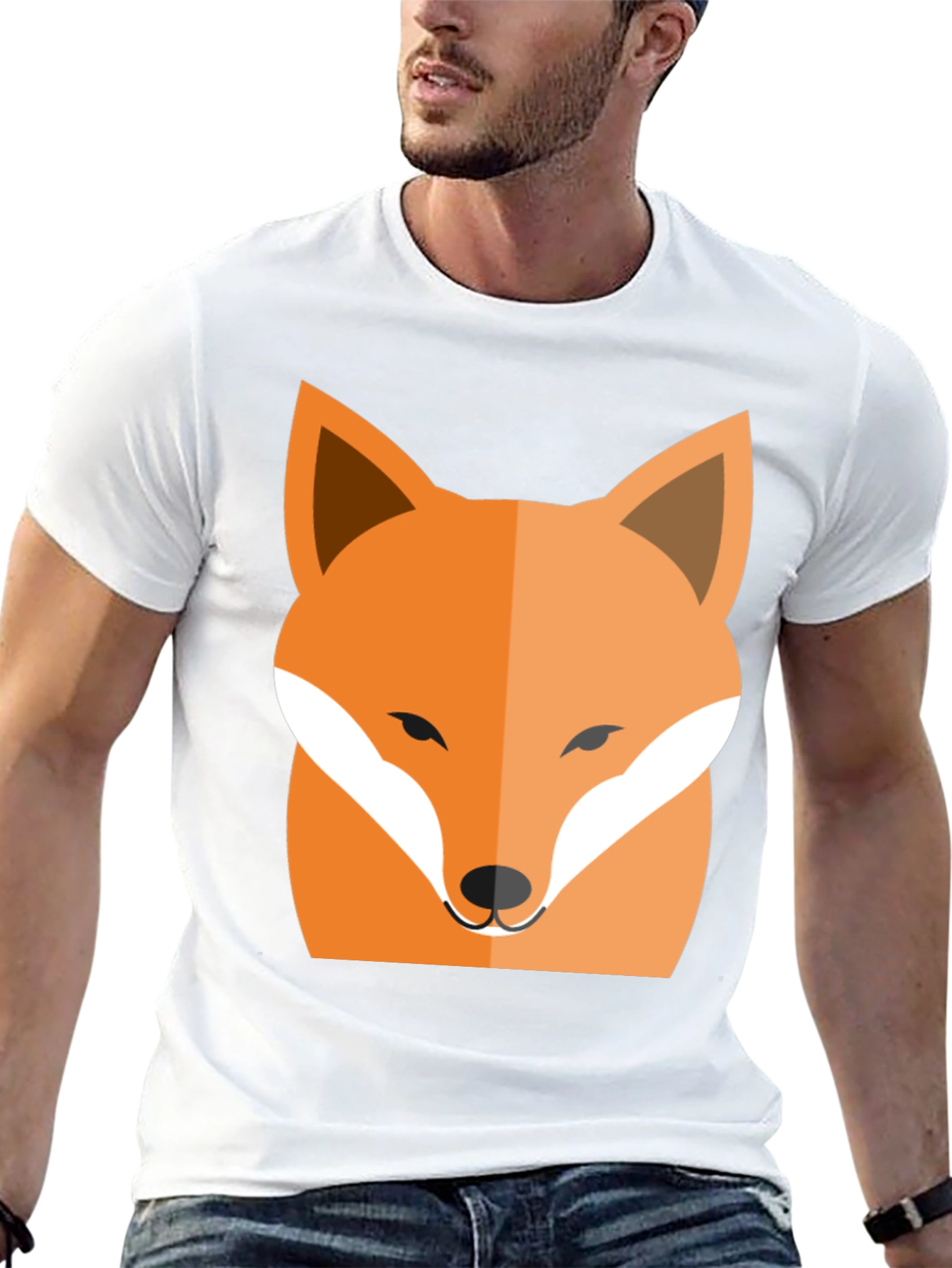 Black T-Shirt with Fox Graphic Print