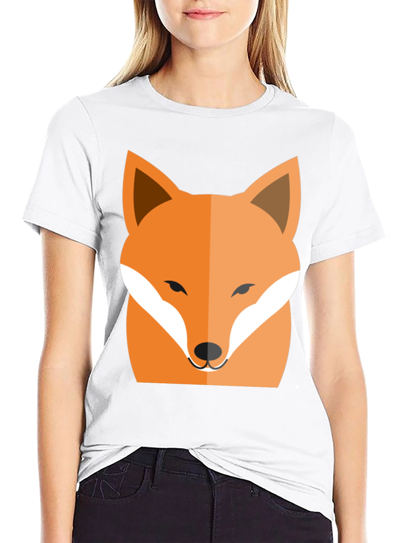 Black T-Shirt with Fox Graphic Print