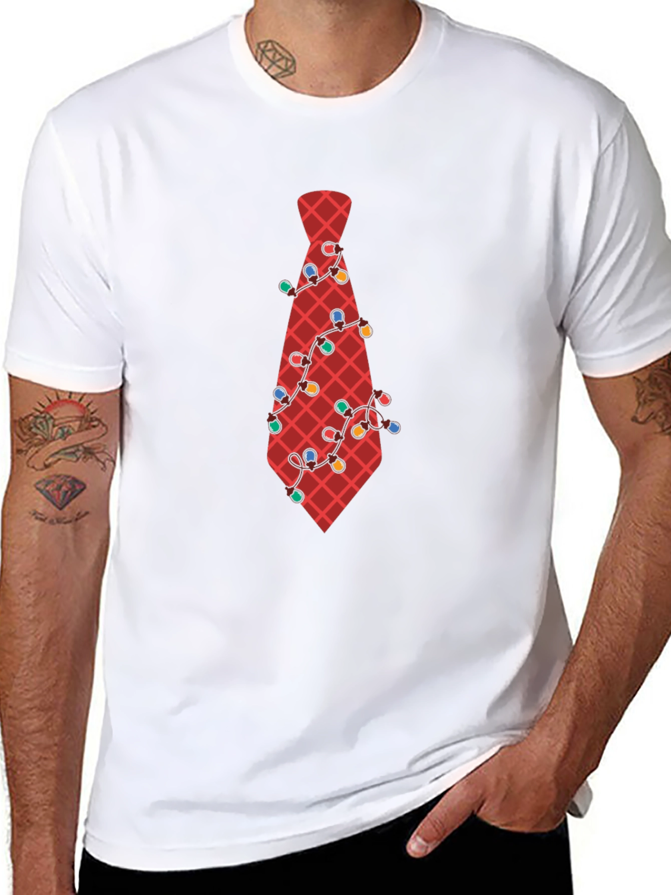 Festive Tie Graphic Tee - Holiday Party Ready!