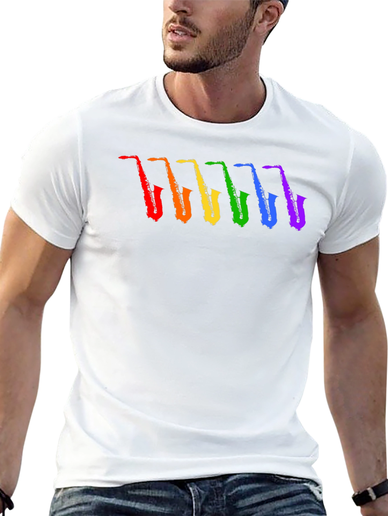 Rainbow Saxophone Graphic T-Shirt