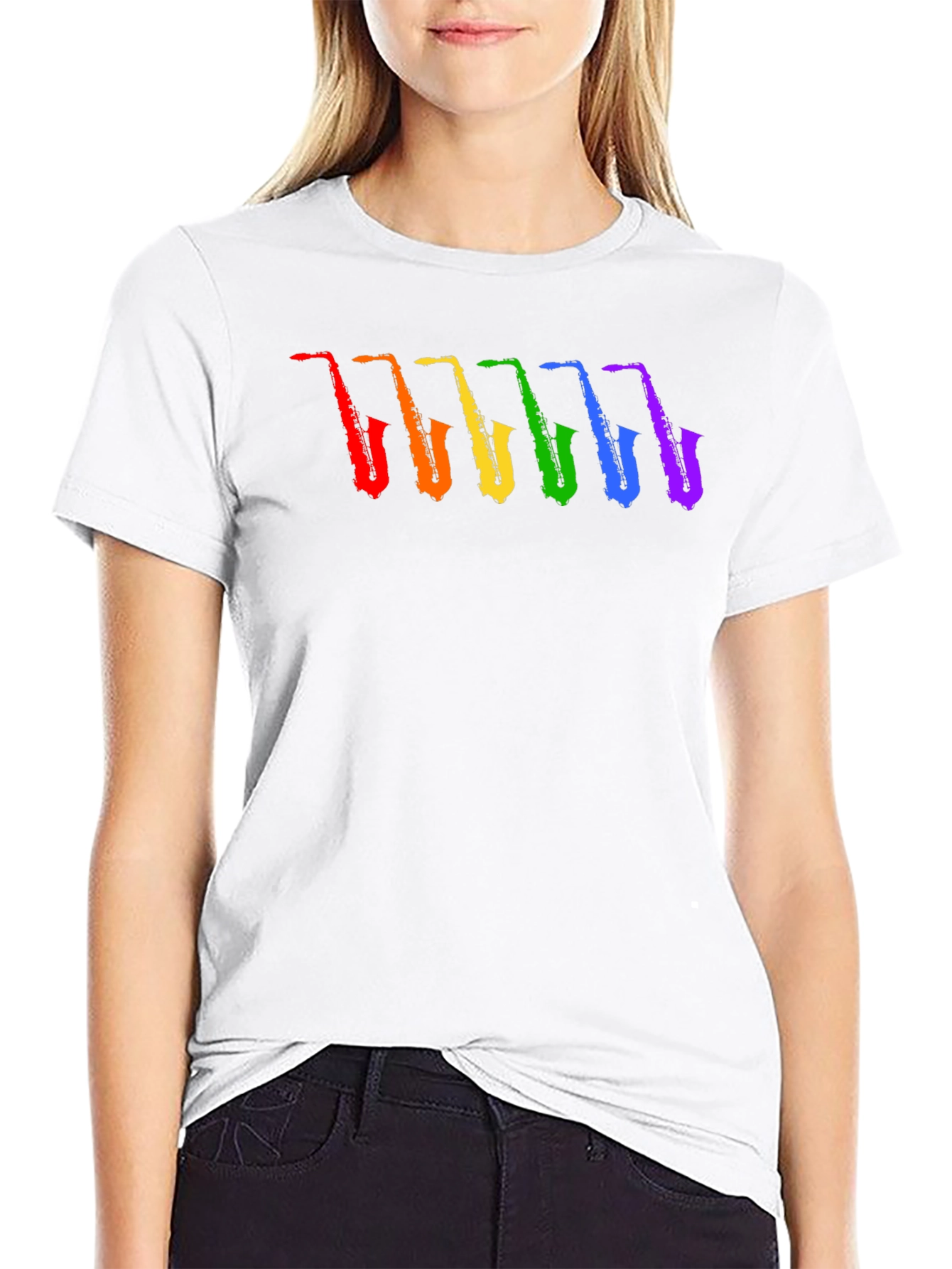 Rainbow Saxophone Graphic T-Shirt