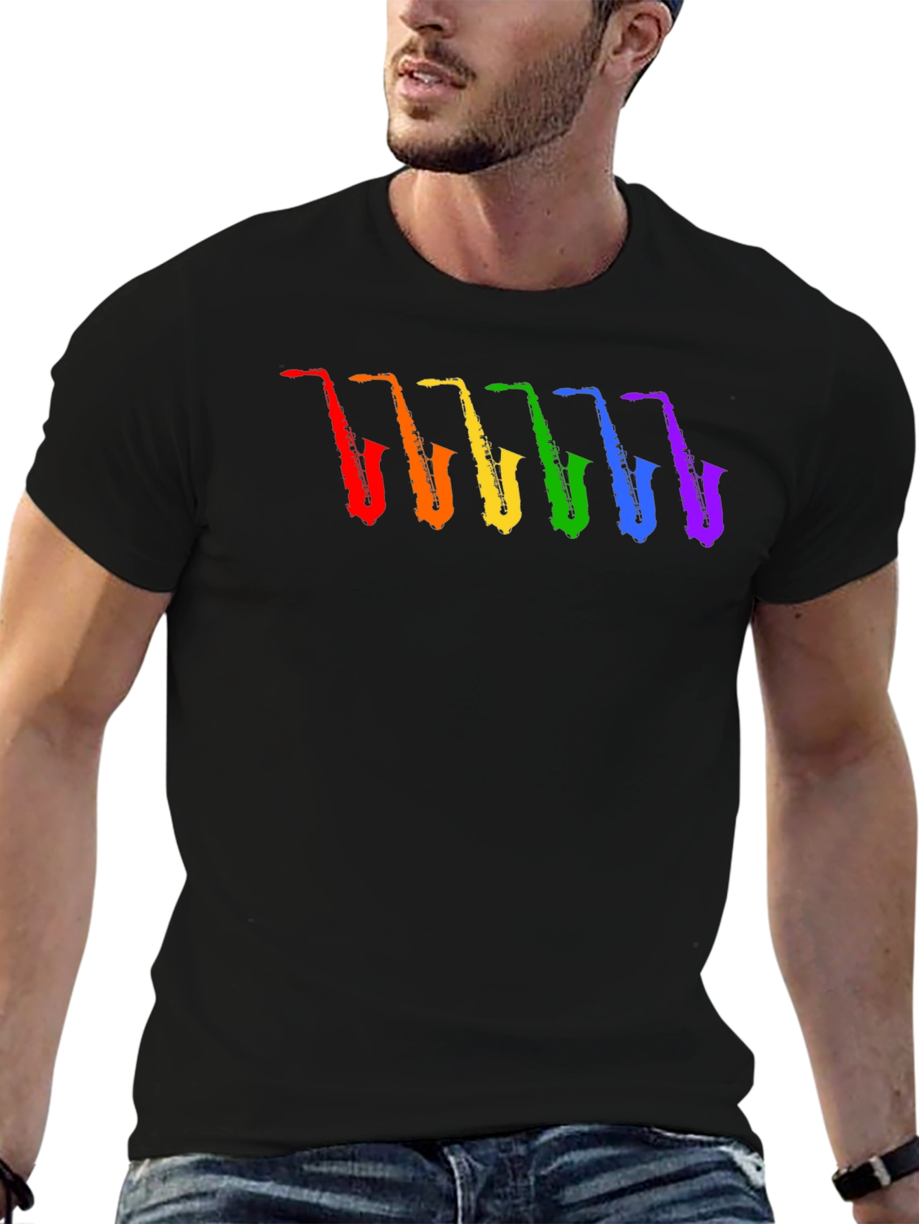 Rainbow Saxophone Graphic T-Shirt