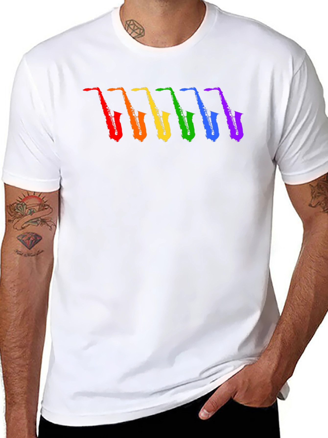 Rainbow Saxophone Graphic T-Shirt