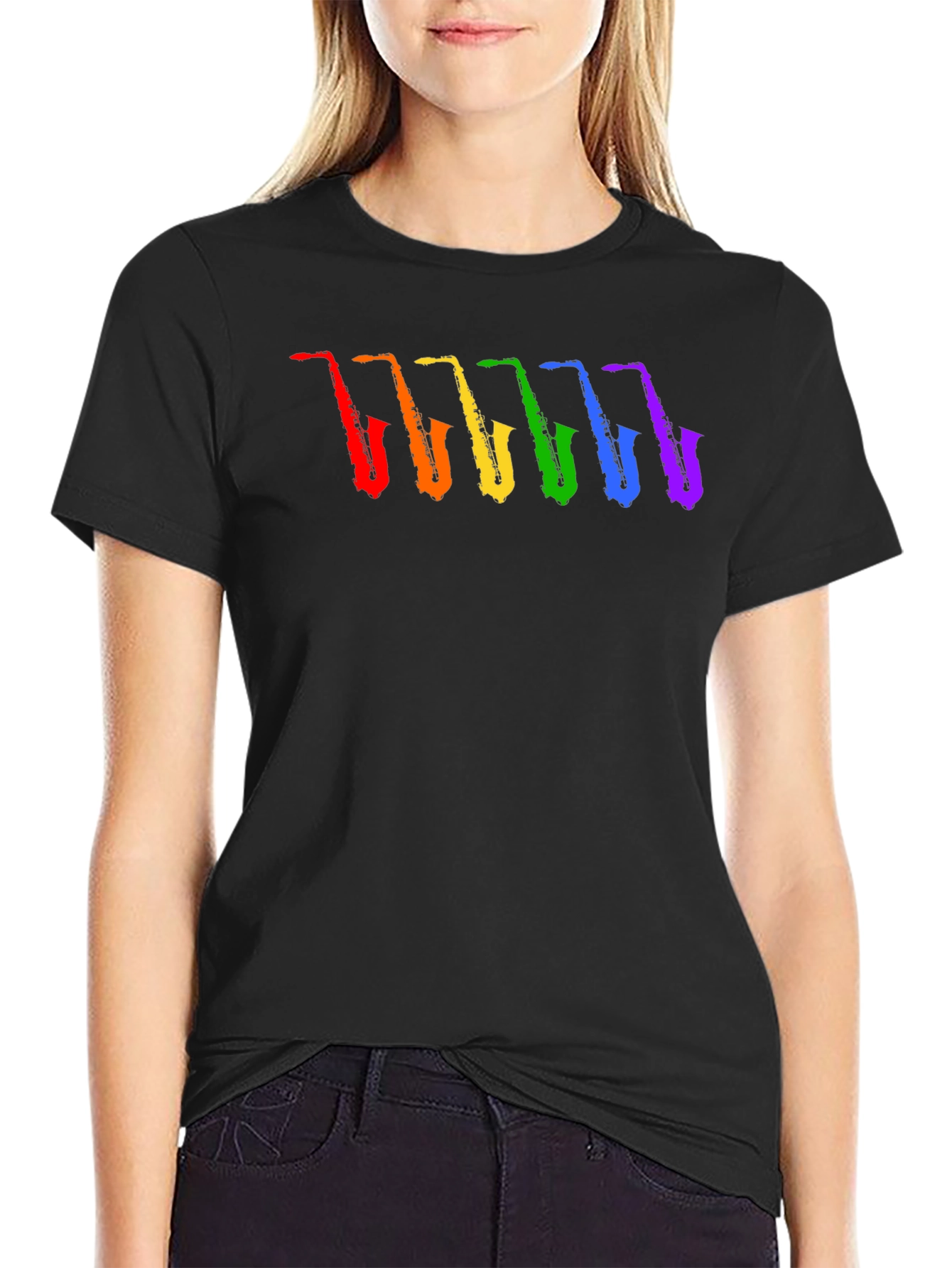 Rainbow Saxophone Graphic T-Shirt