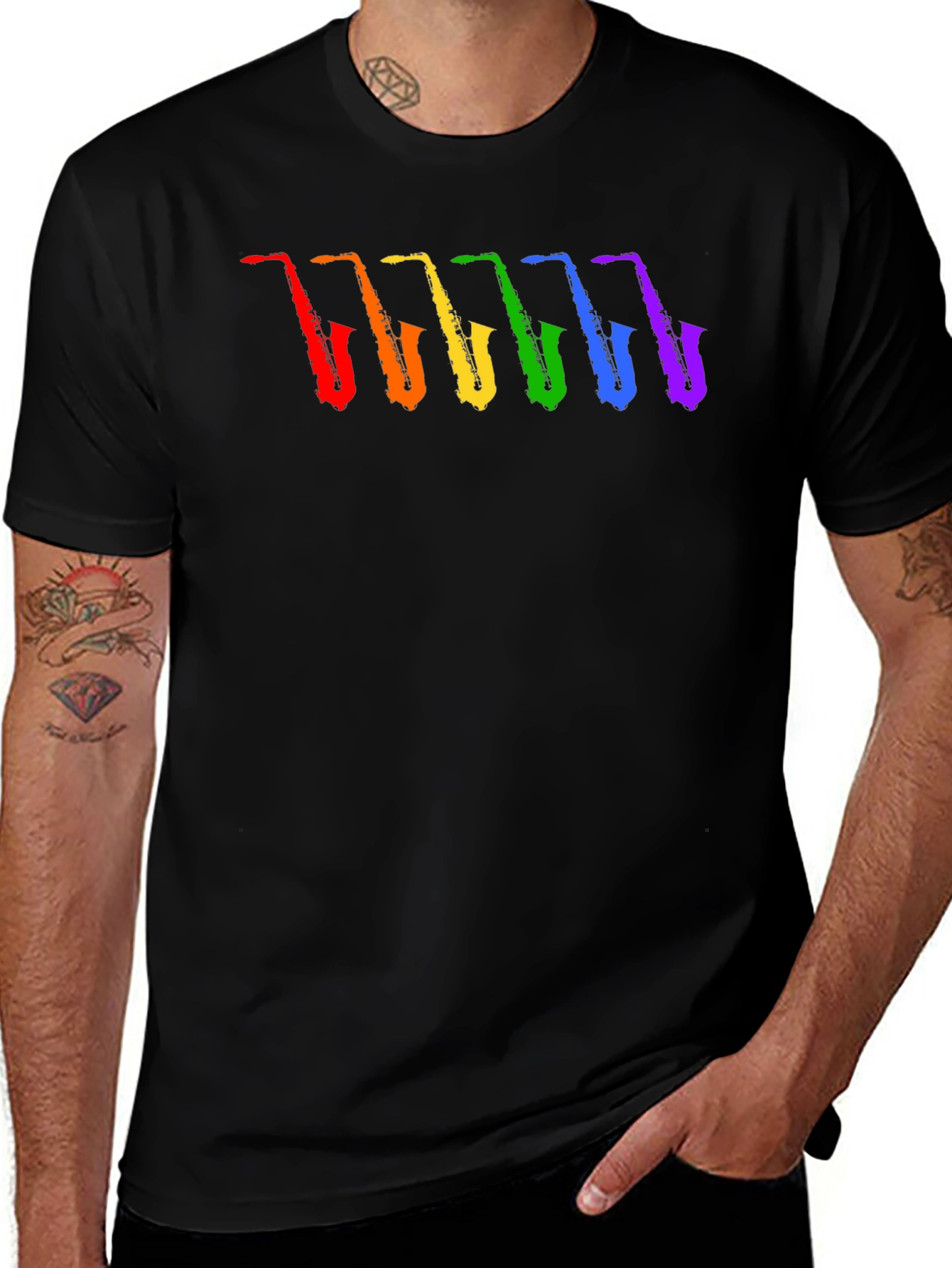 Rainbow Saxophone Graphic T-Shirt