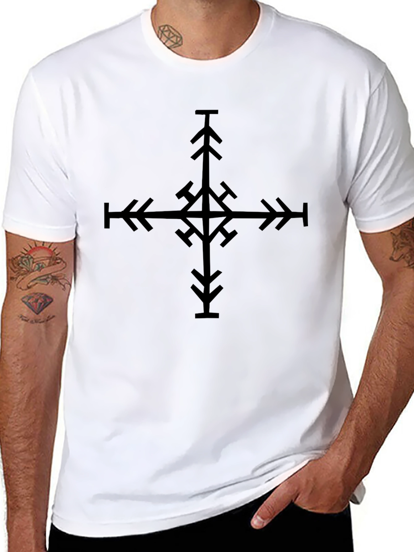 Abstract Cross Graphic Tee - Mens Black T-Shirt