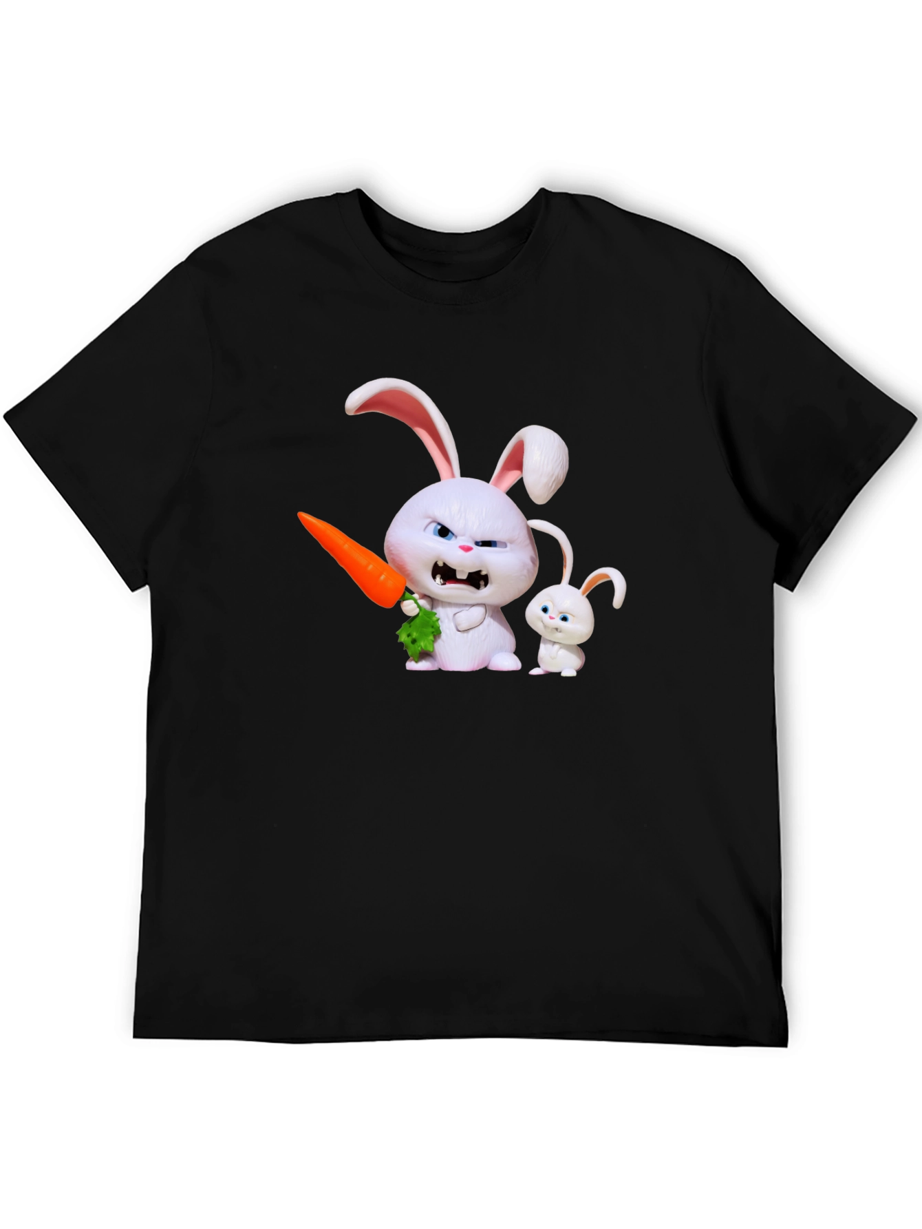 Mens Black T-Shirt with Rabbit Print