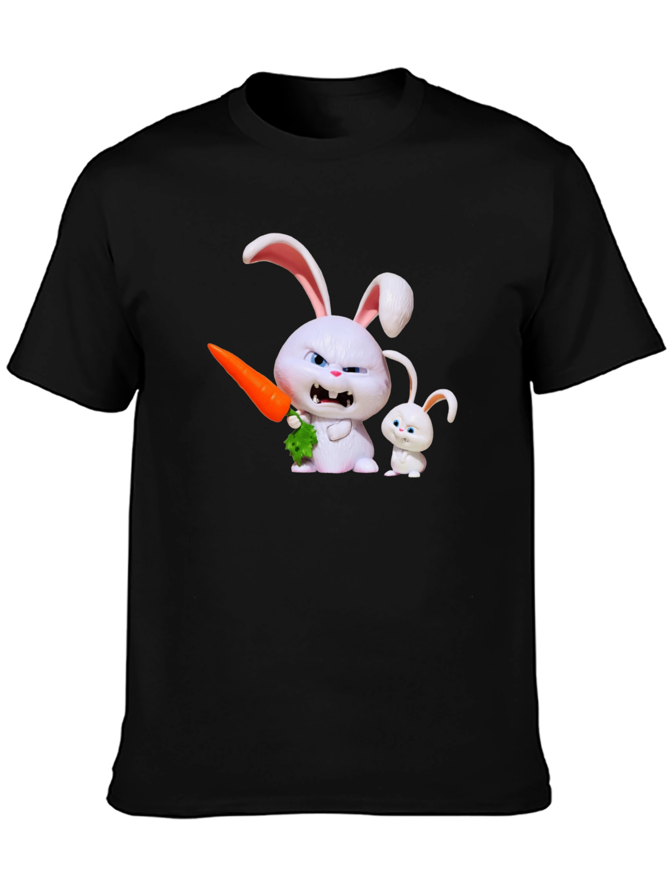 Mens Black T-Shirt with Rabbit Print