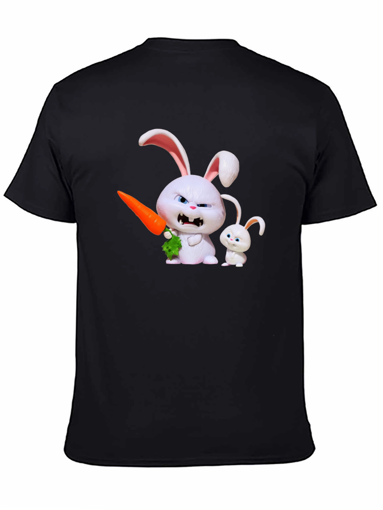 Mens Black T-Shirt with Rabbit Print