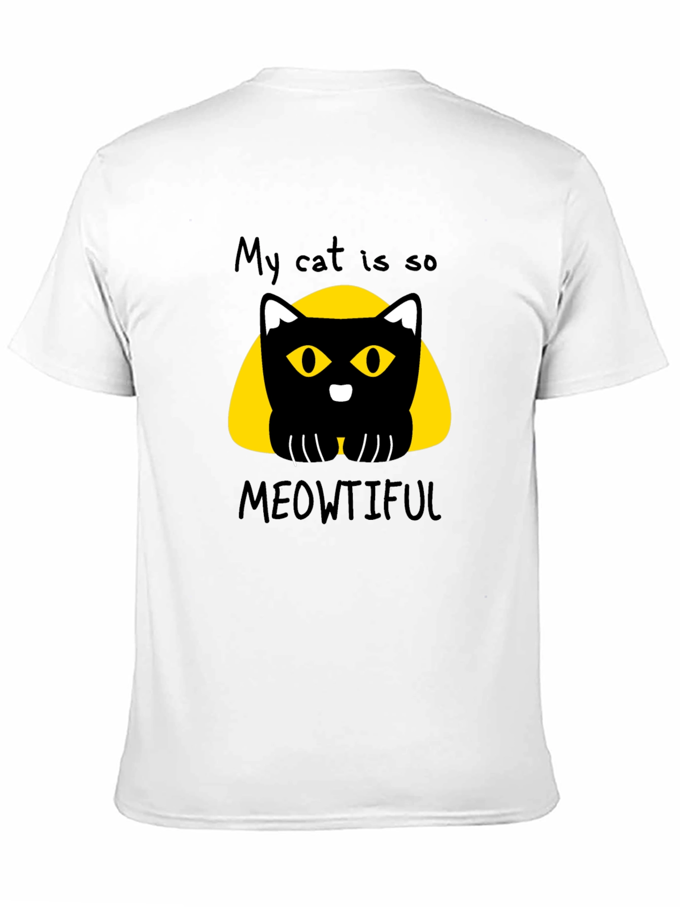 Meowtiful Cat Graphic Tee - Black Cotton T-Shirt