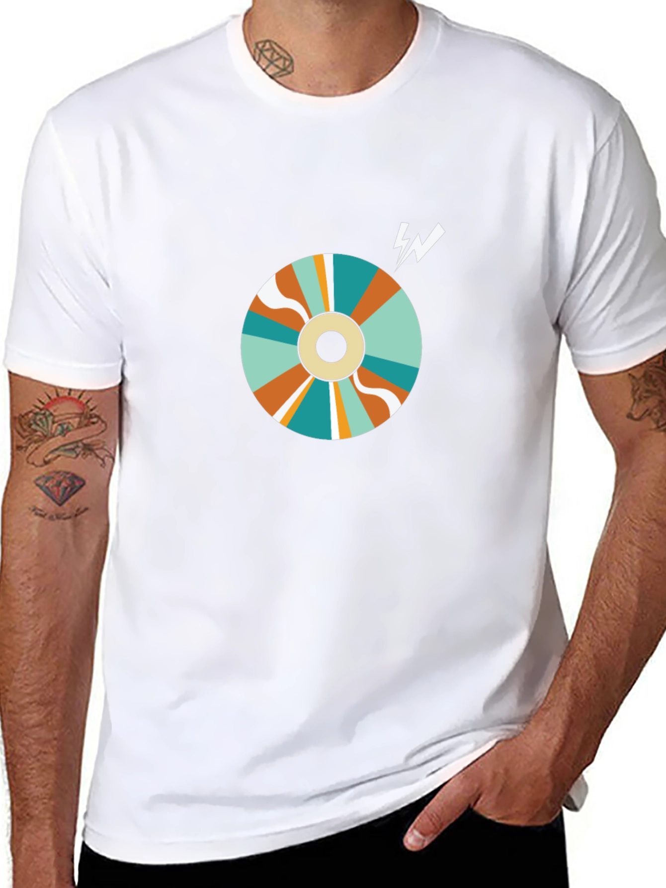 Retro Swirl Graphic Tee - Black Cotton Blend