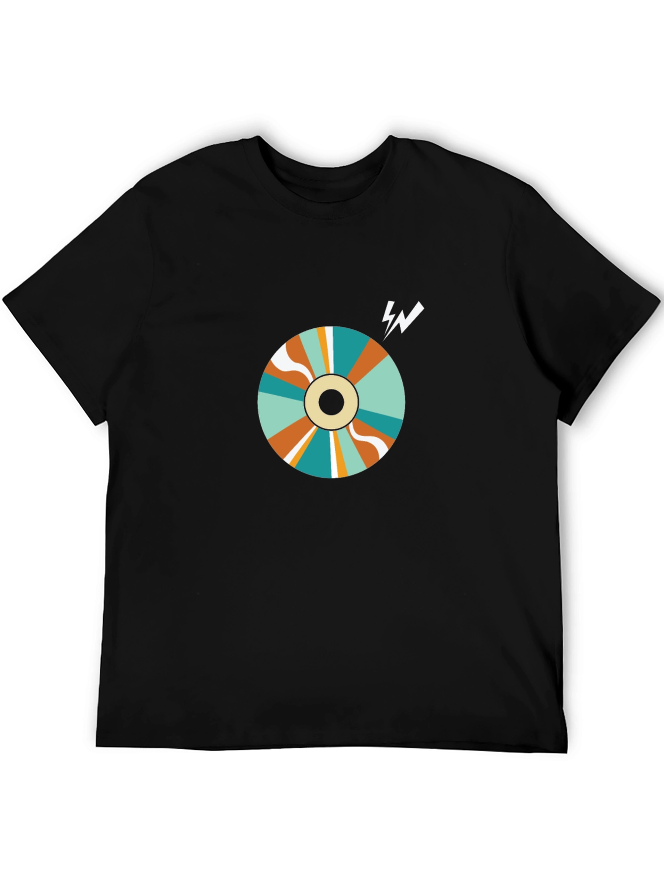 Retro Swirl Graphic Tee - Black Cotton Blend