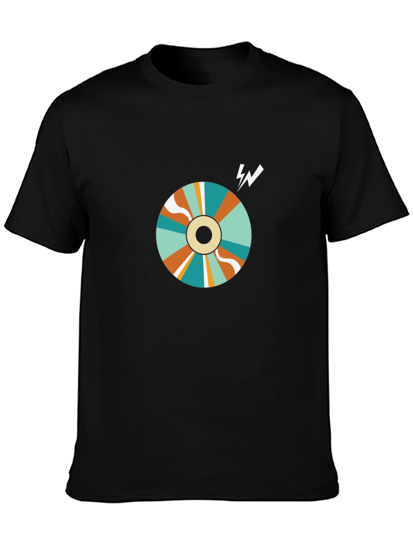 Retro Swirl Graphic Tee - Black Cotton Blend