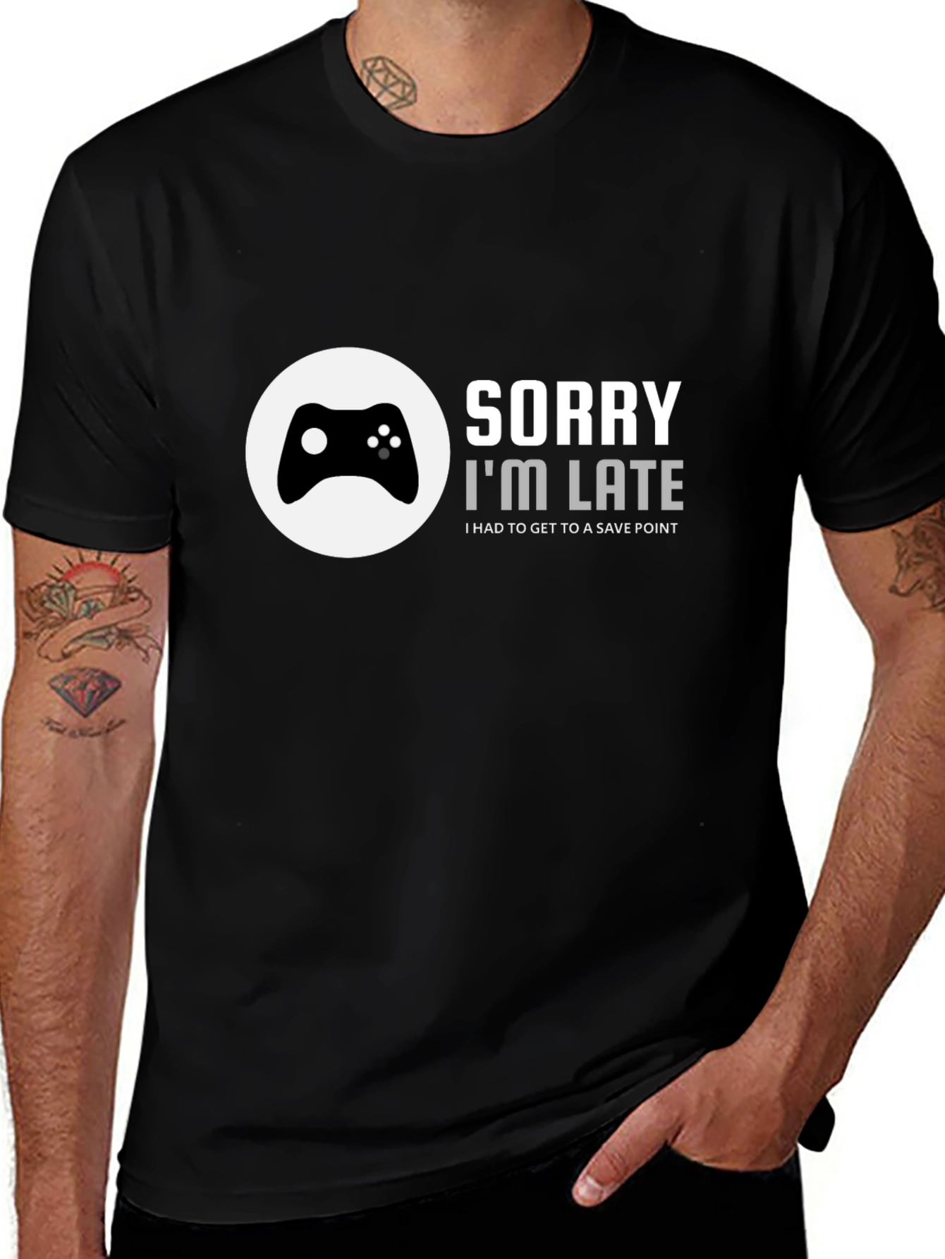 Gamer T-Shirt - Sorry Im Late Save Point
