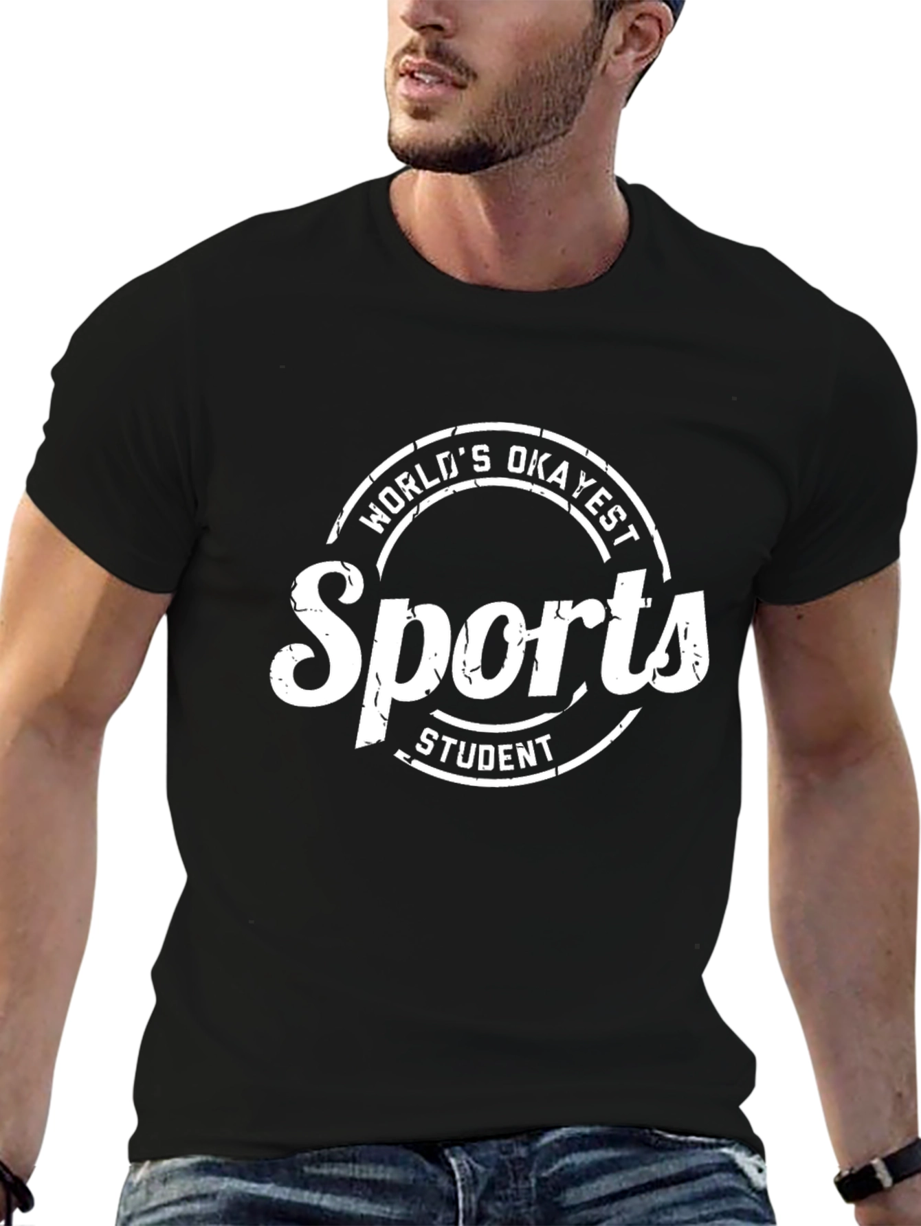 Worlds Okayest Sports Student Black Tee