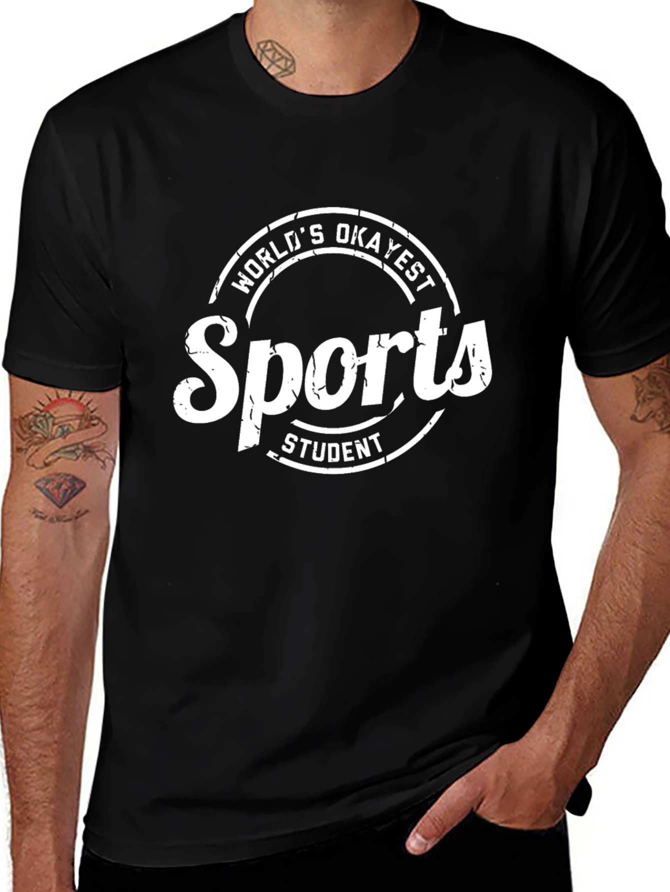 Worlds Okayest Sports Student Black Tee