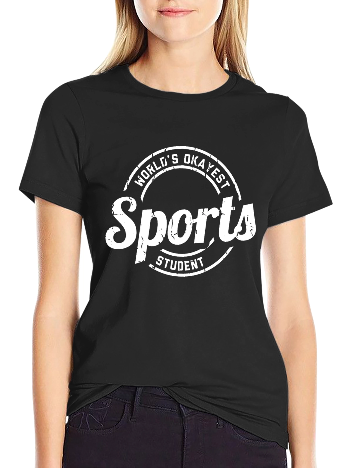 Worlds Okayest Sports Student Black Tee