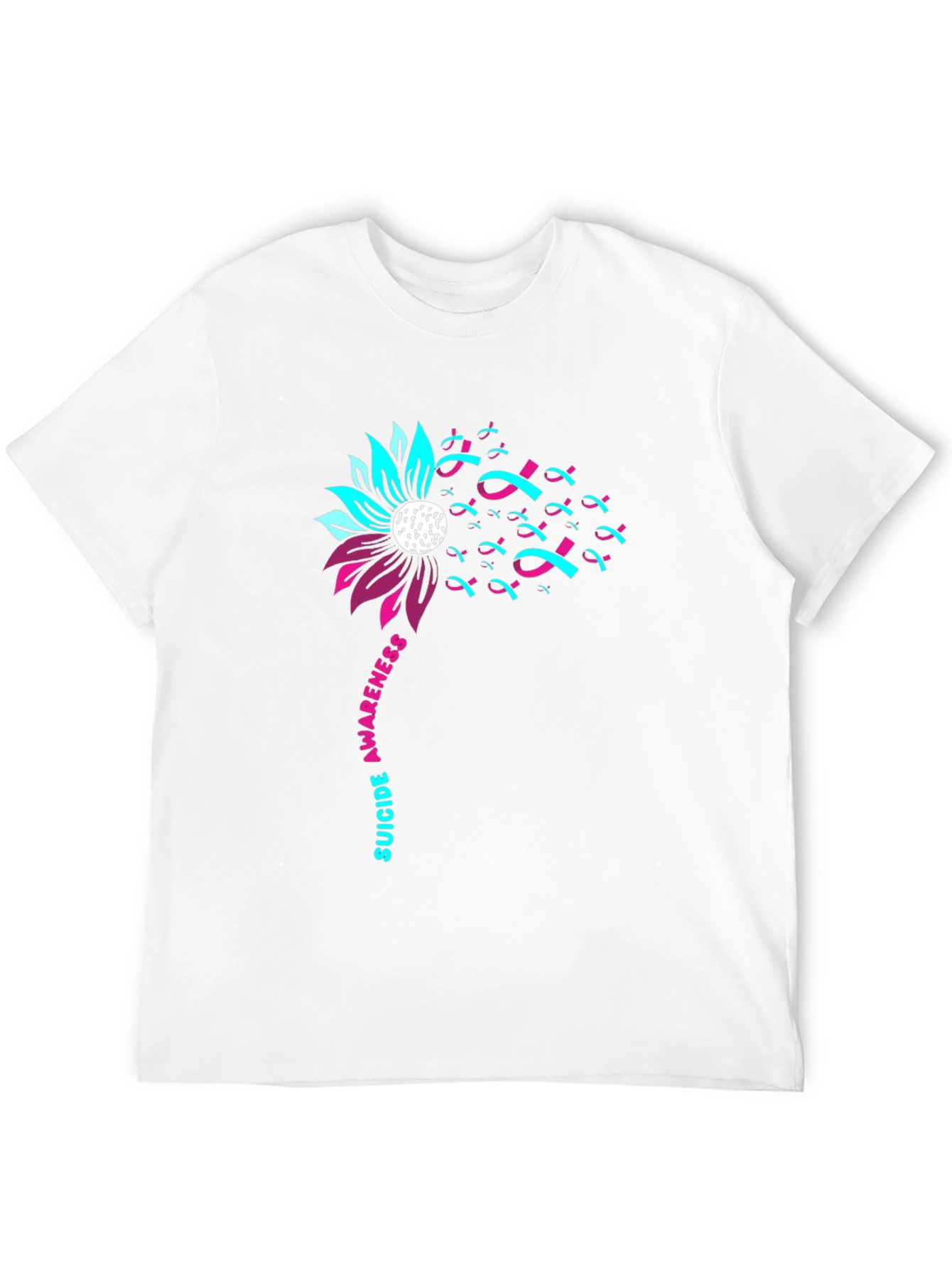 Suicide Awareness Ribbon Flower Black T-Shirt