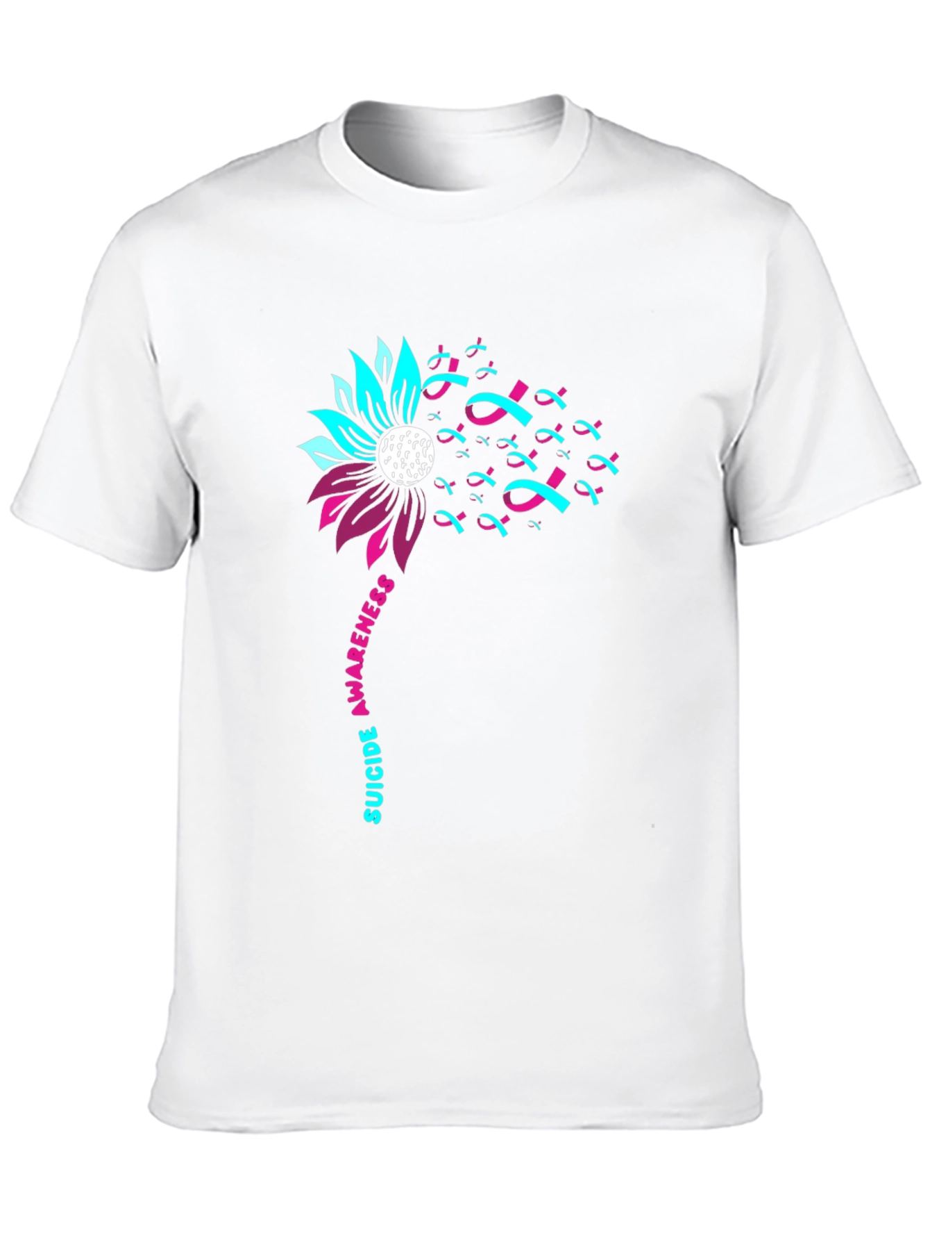 Suicide Awareness Ribbon Flower Black T-Shirt