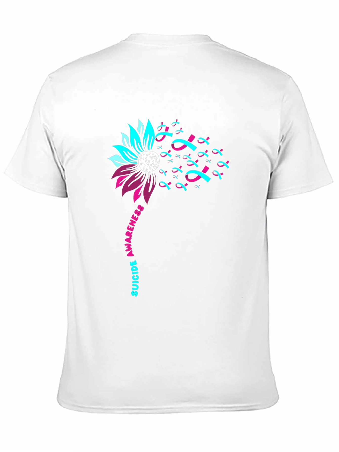 Suicide Awareness Ribbon Flower Black T-Shirt