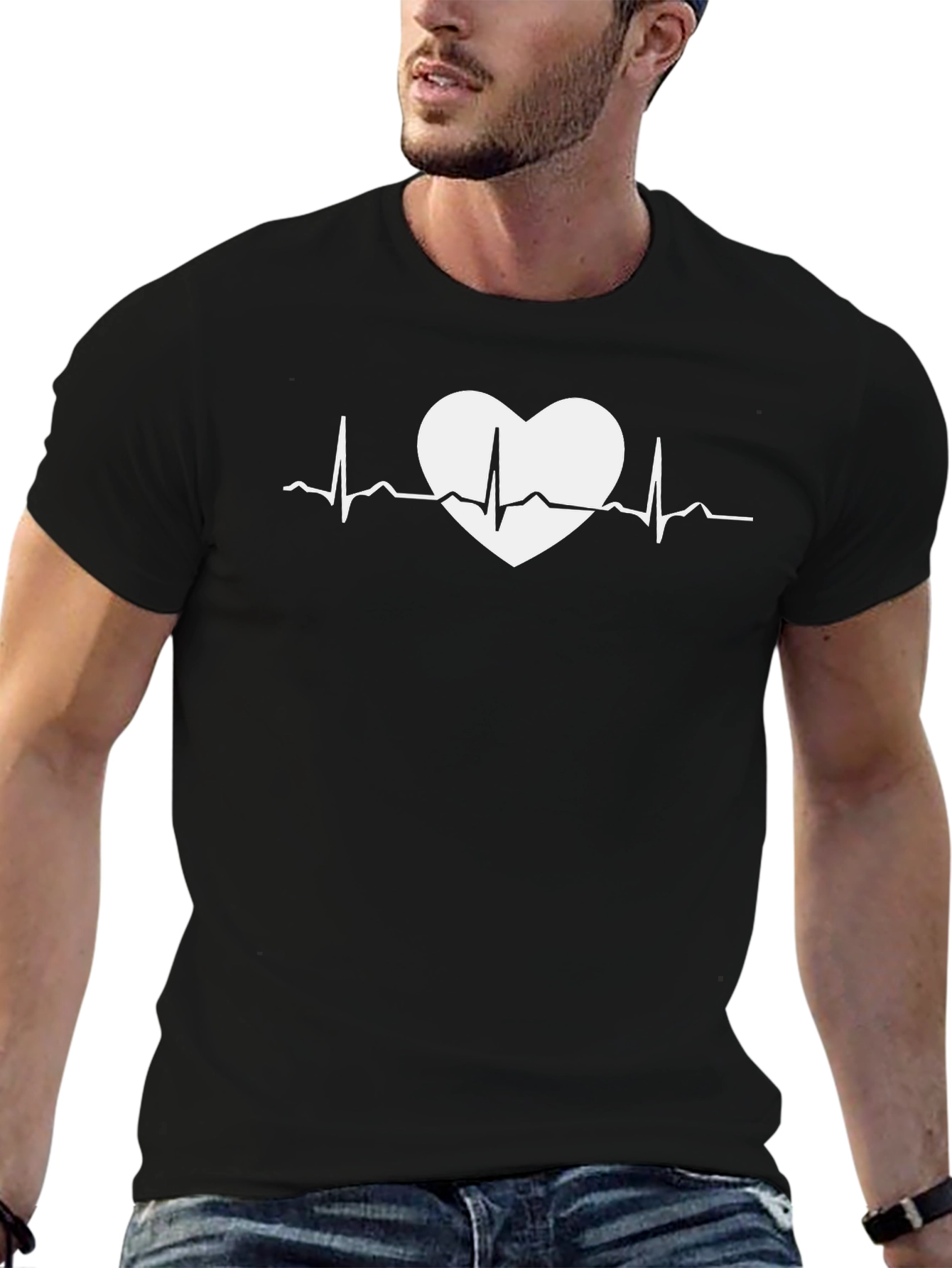 Heartbeat Heart Graphic Tee - Soft Cotton Blend T-Shirt