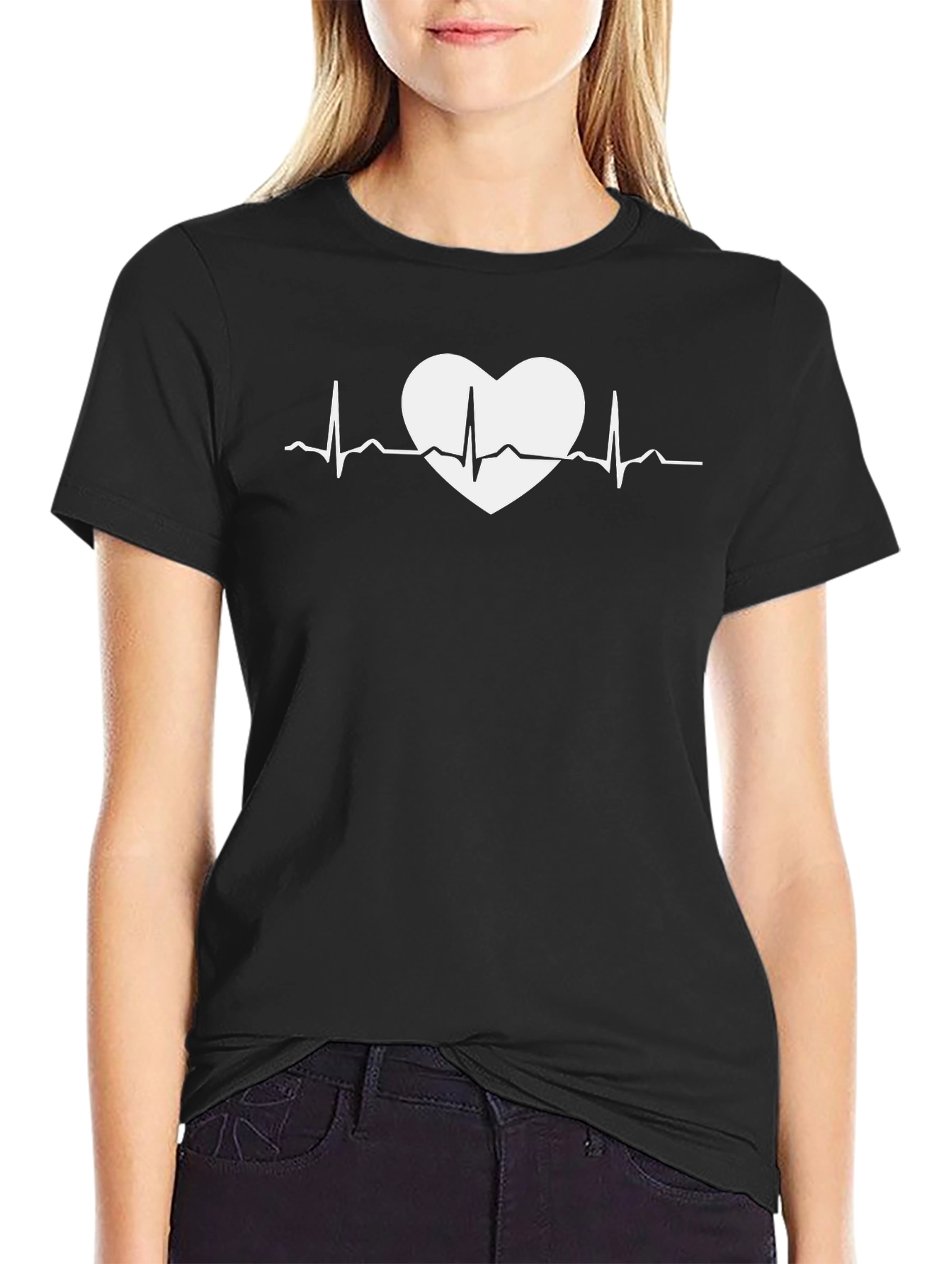 Heartbeat Heart Graphic Tee - Soft Cotton Blend T-Shirt