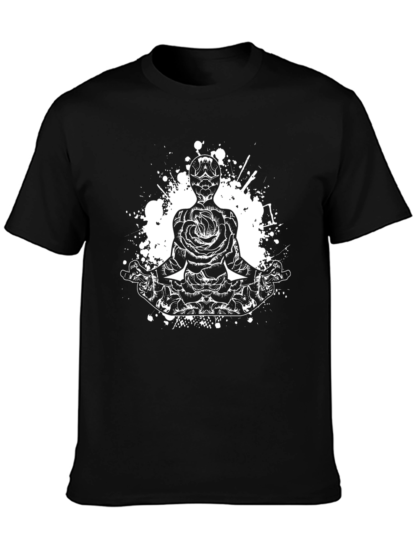 Rose Meditation Black T-Shirt