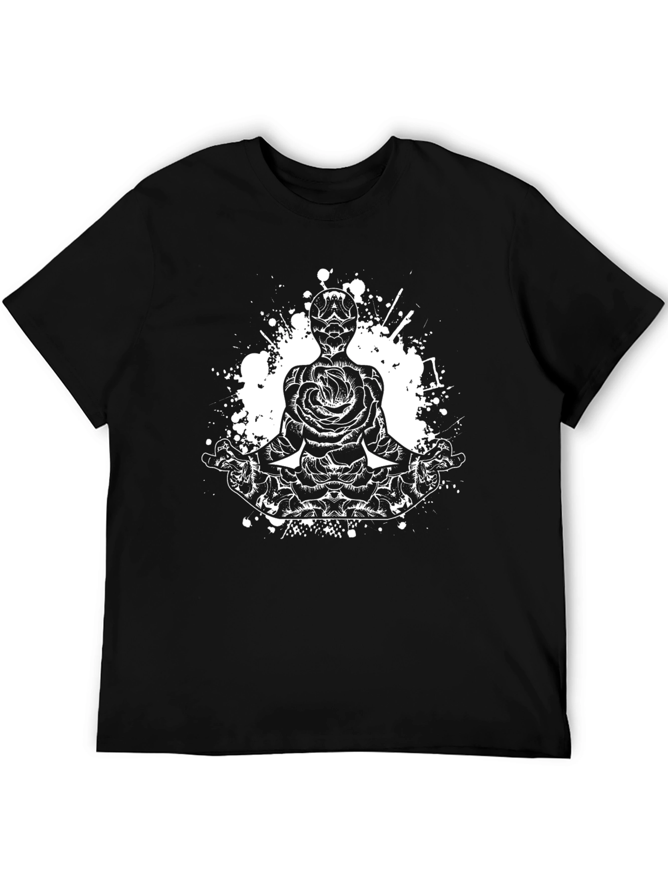 Rose Meditation Black T-Shirt