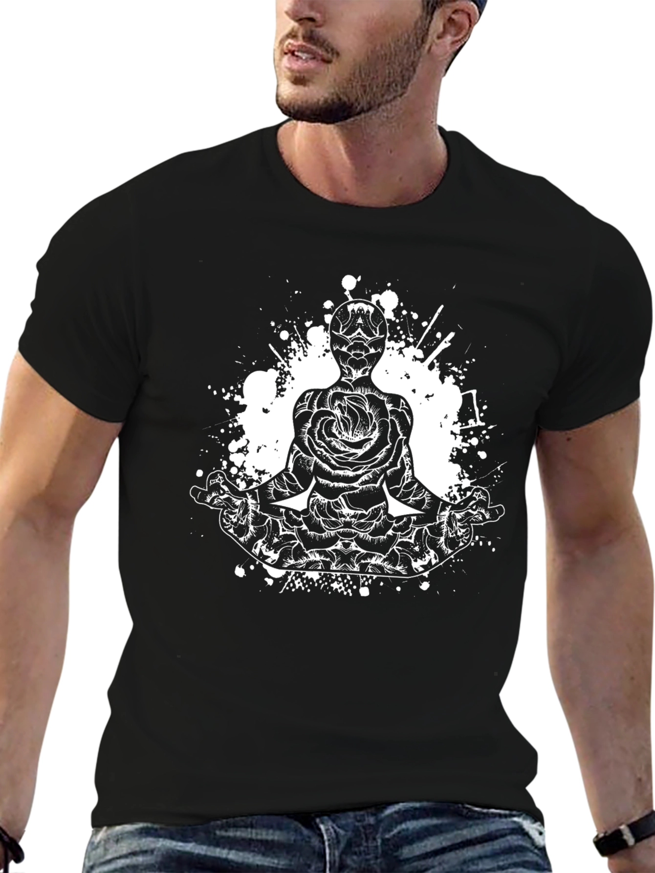 Rose Meditation Black T-Shirt