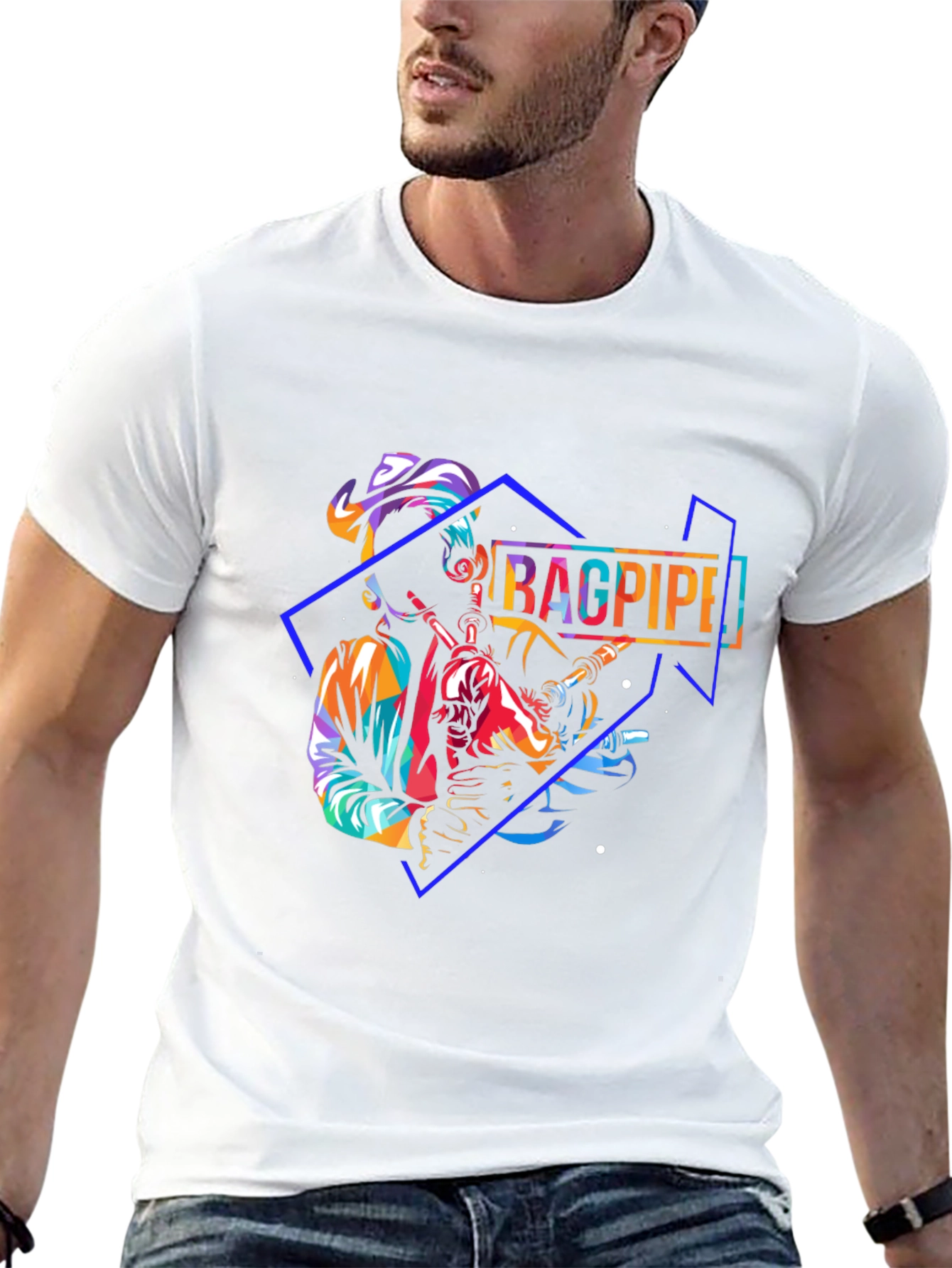 Bagpipe Player Black T-Shirt - Unique Design