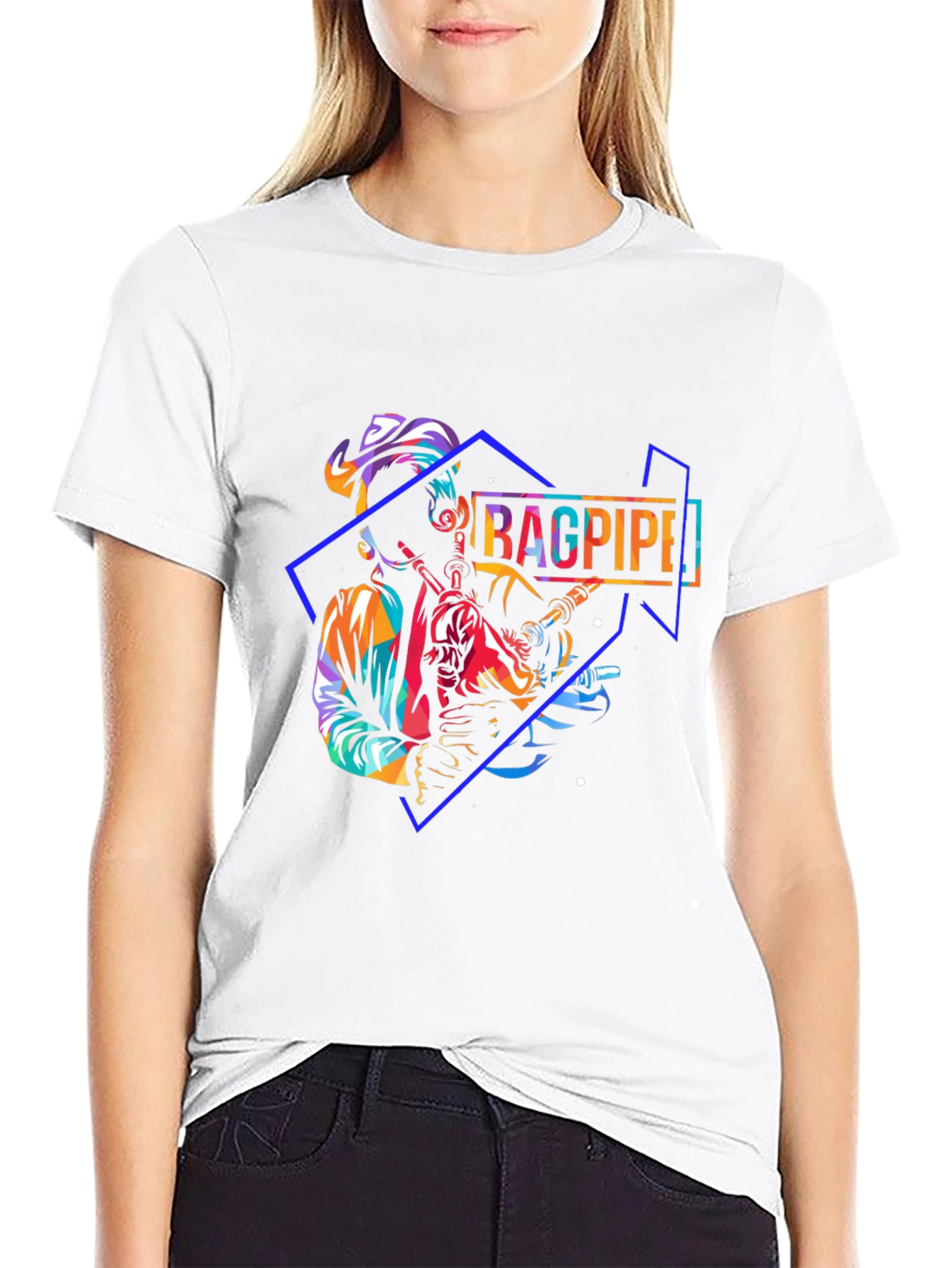 Bagpipe Player Black T-Shirt - Unique Design