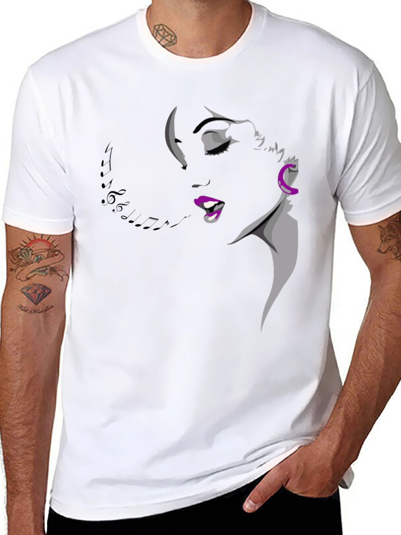 Singing Woman Graphic Tee - Black