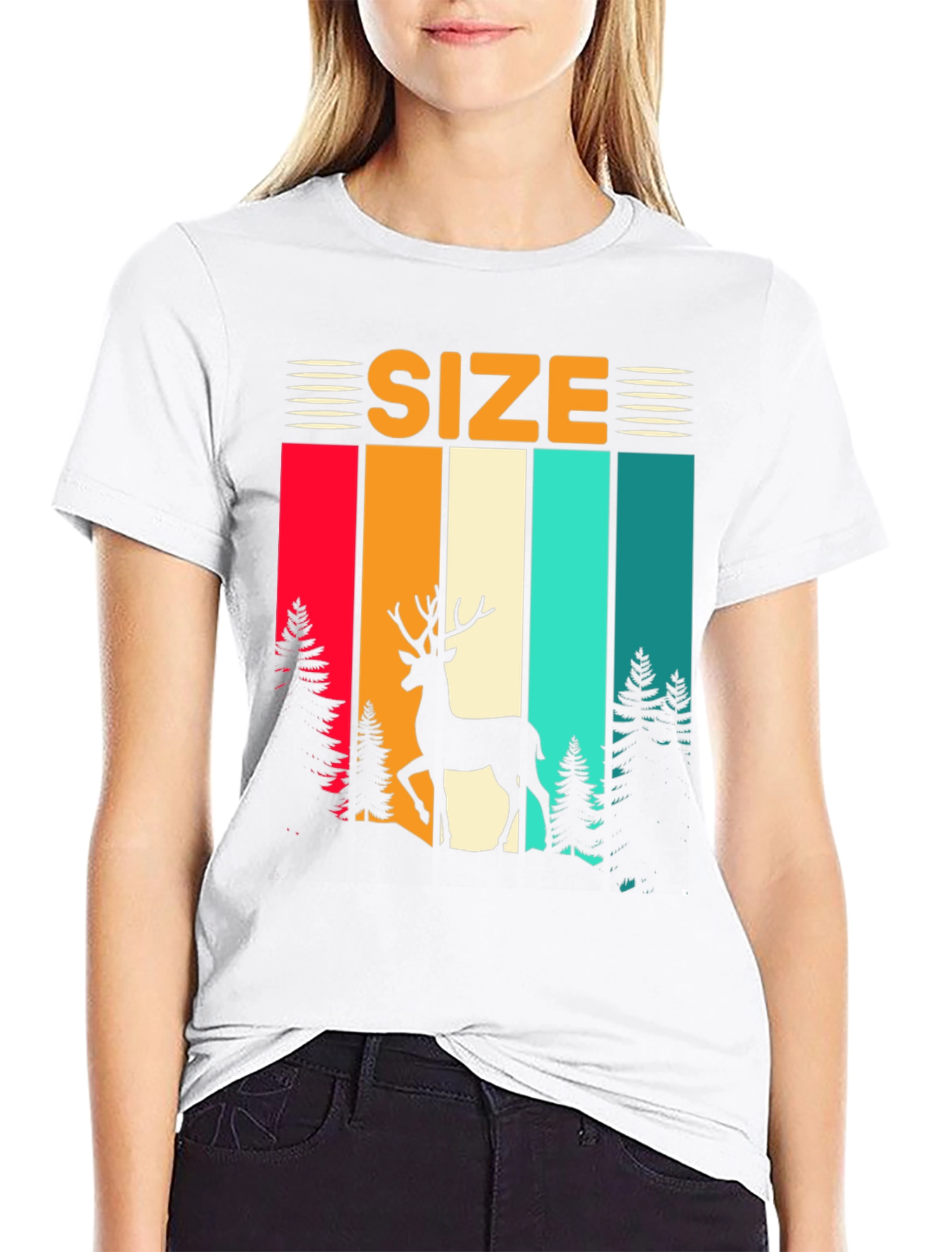 Retro Deer Size T-Shirt