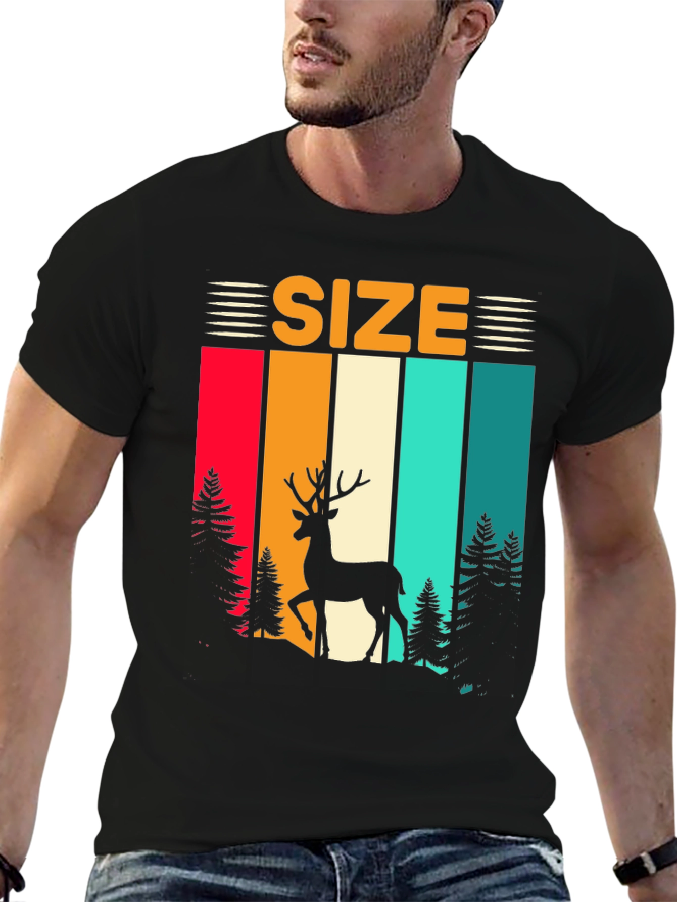 Retro Deer Size T-Shirt
