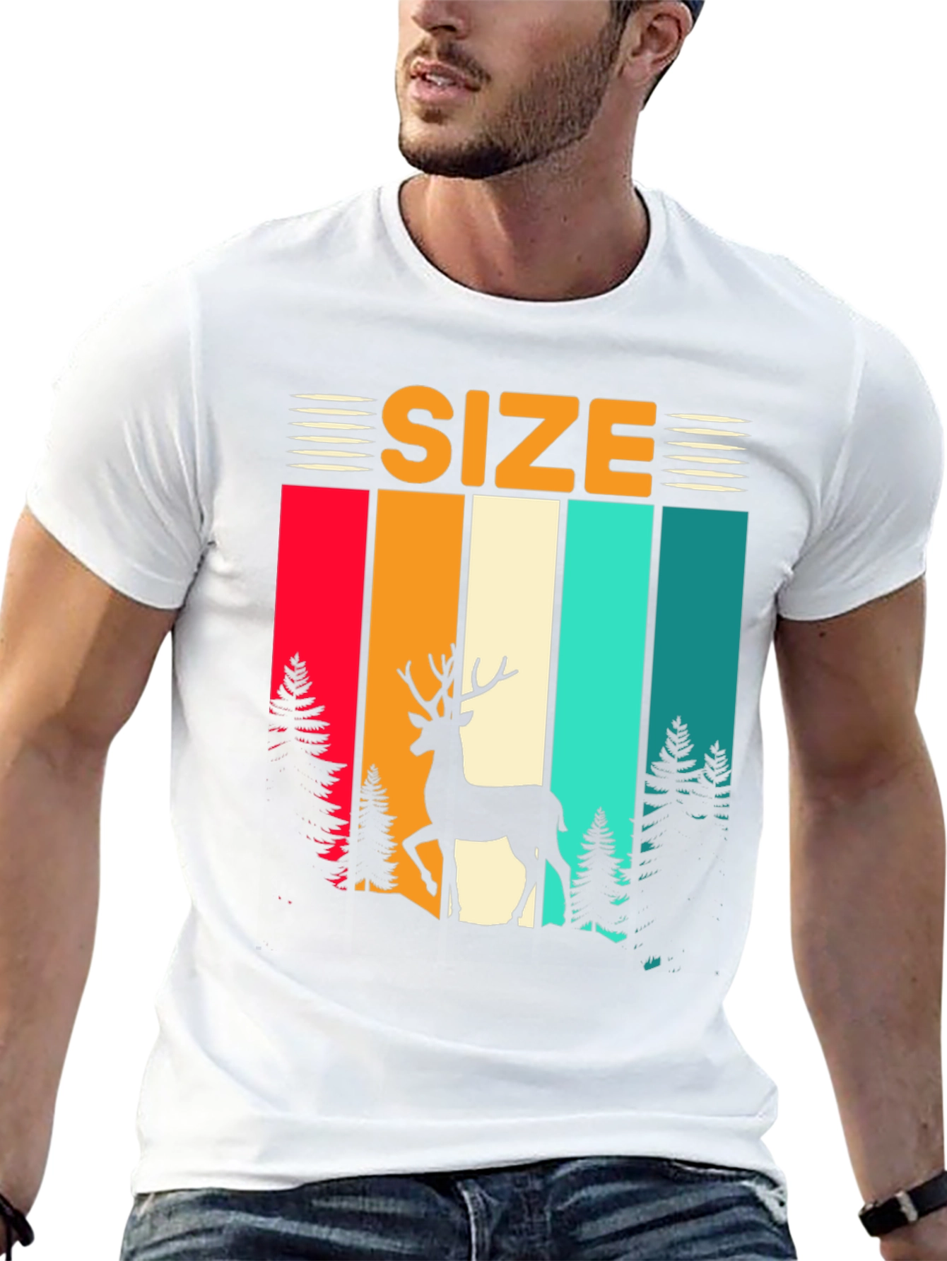 Retro Deer Size T-Shirt