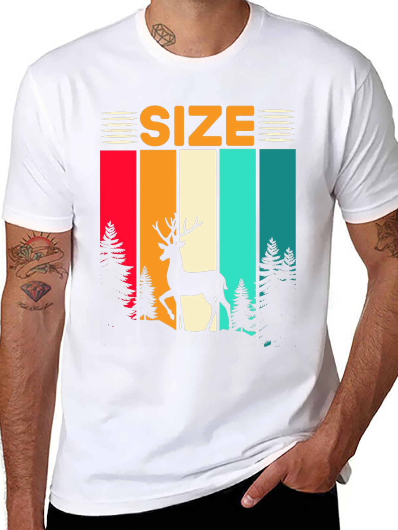 Retro Deer Size T-Shirt