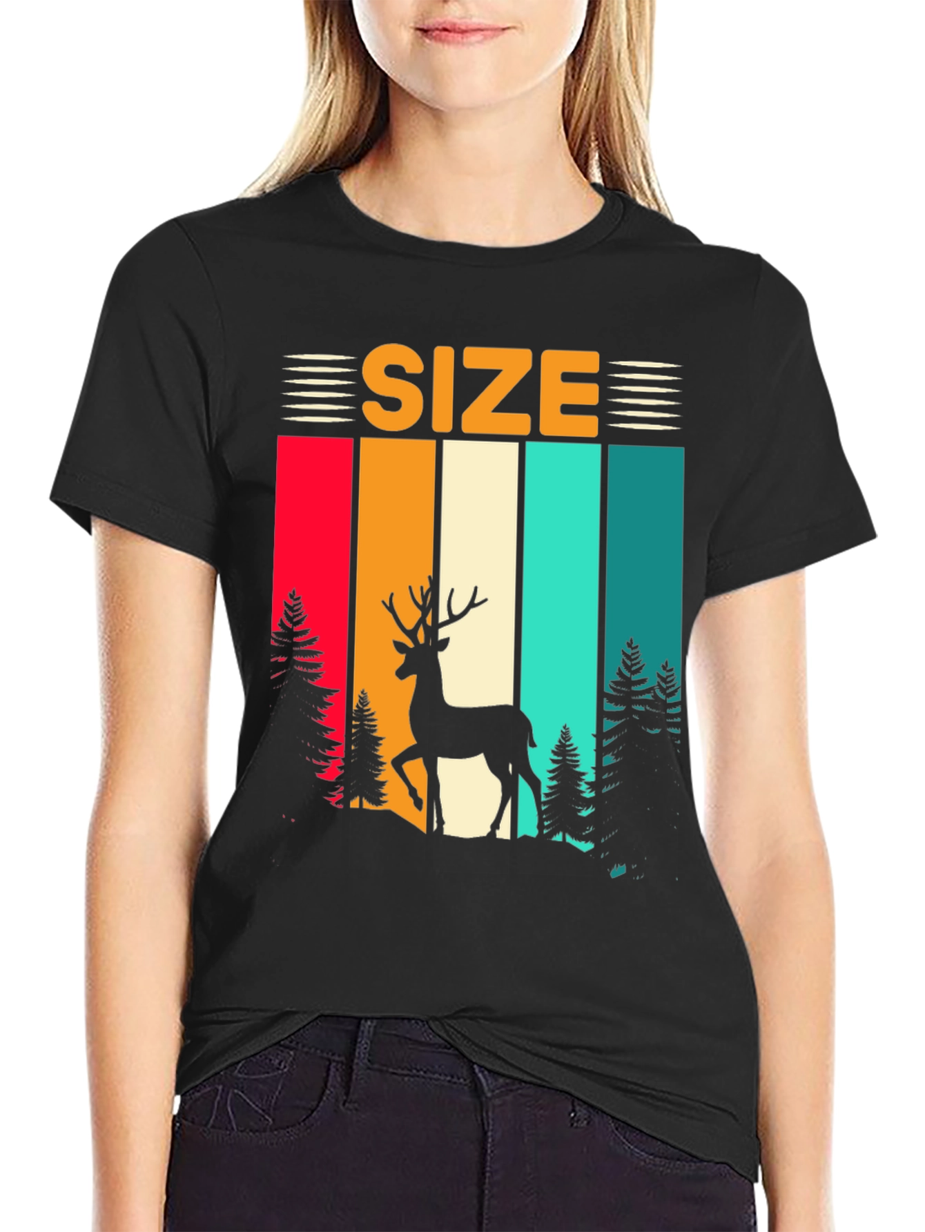 Retro Deer Size T-Shirt