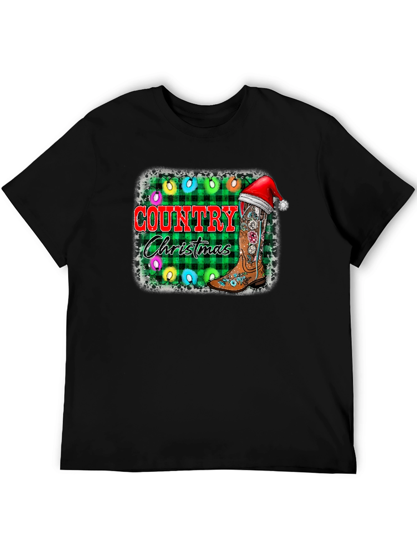 Country Christmas T-Shirt with Cowboy Boot