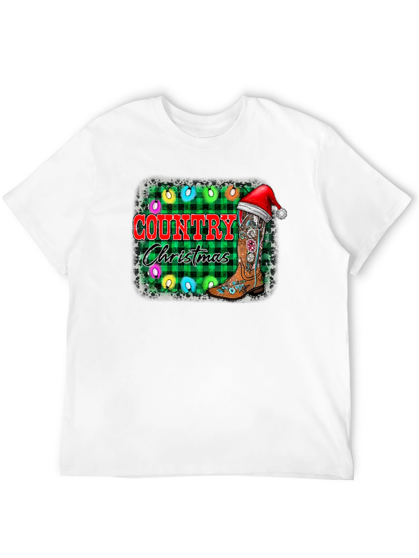 Country Christmas T-Shirt with Cowboy Boot