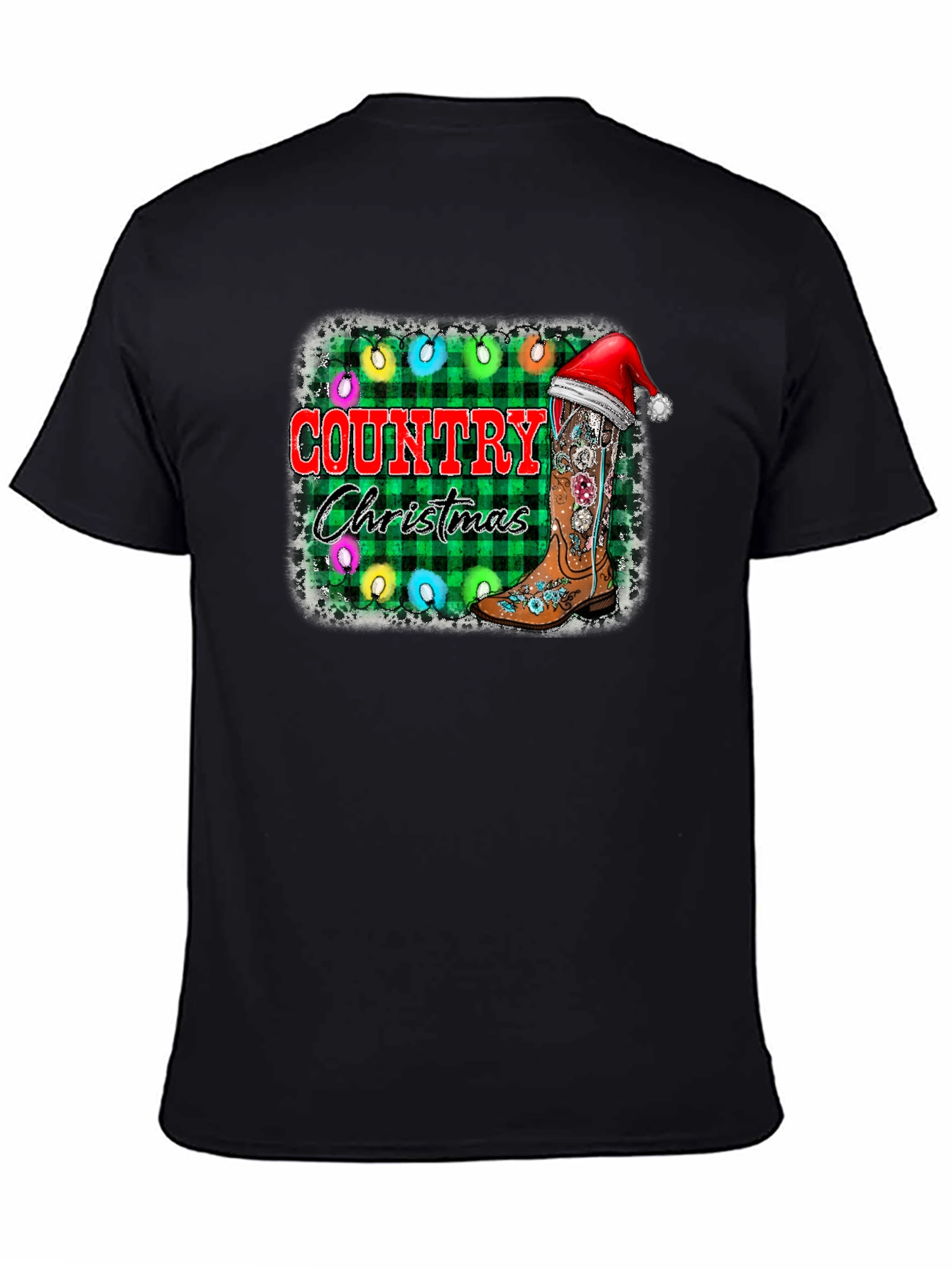 Country Christmas T-Shirt with Cowboy Boot