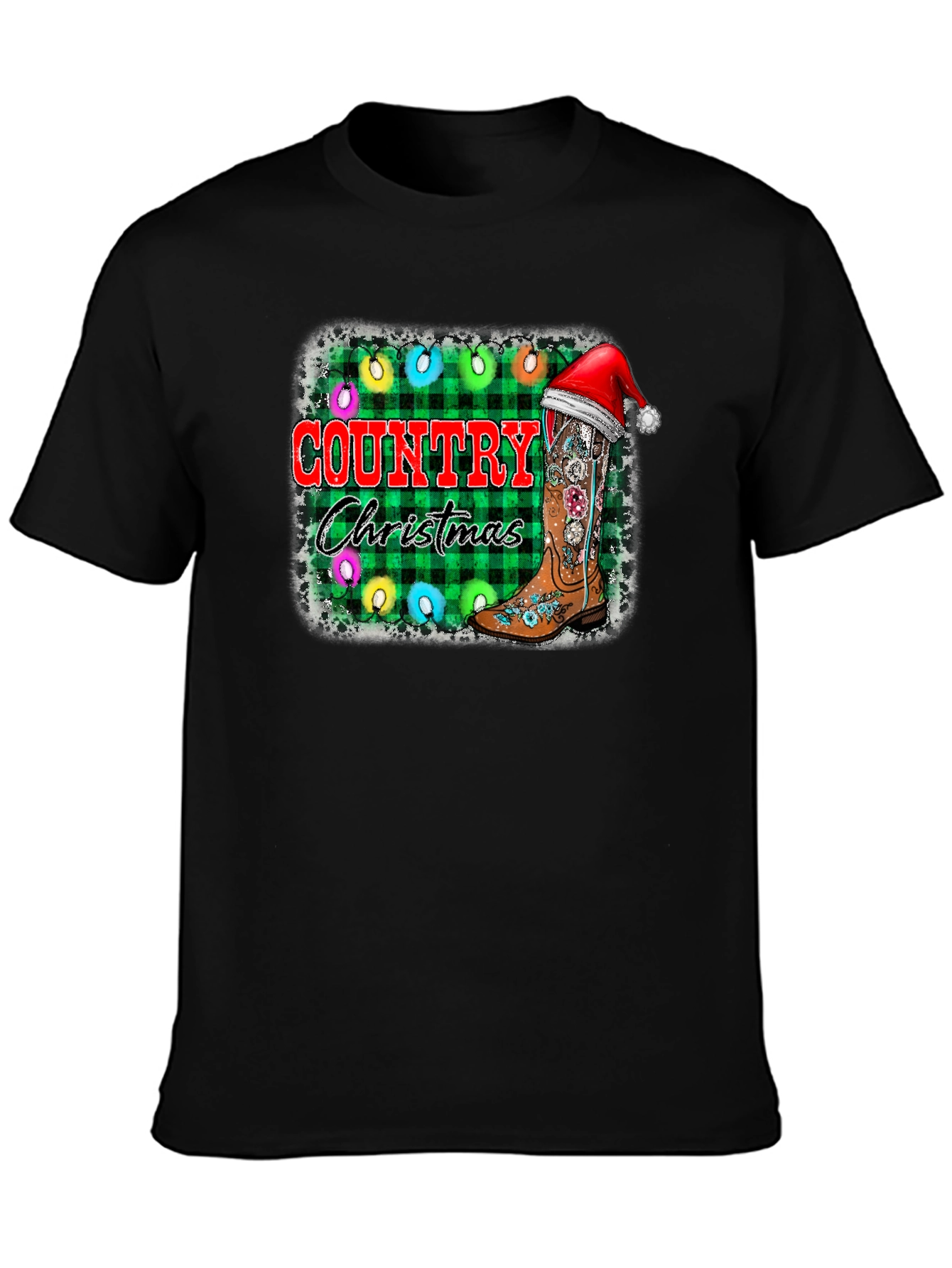 Country Christmas T-Shirt with Cowboy Boot