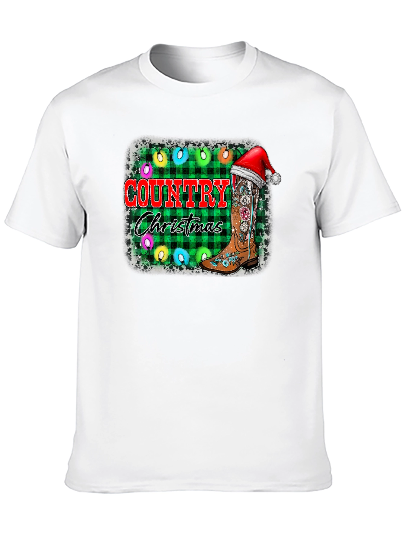 Country Christmas T-Shirt with Cowboy Boot