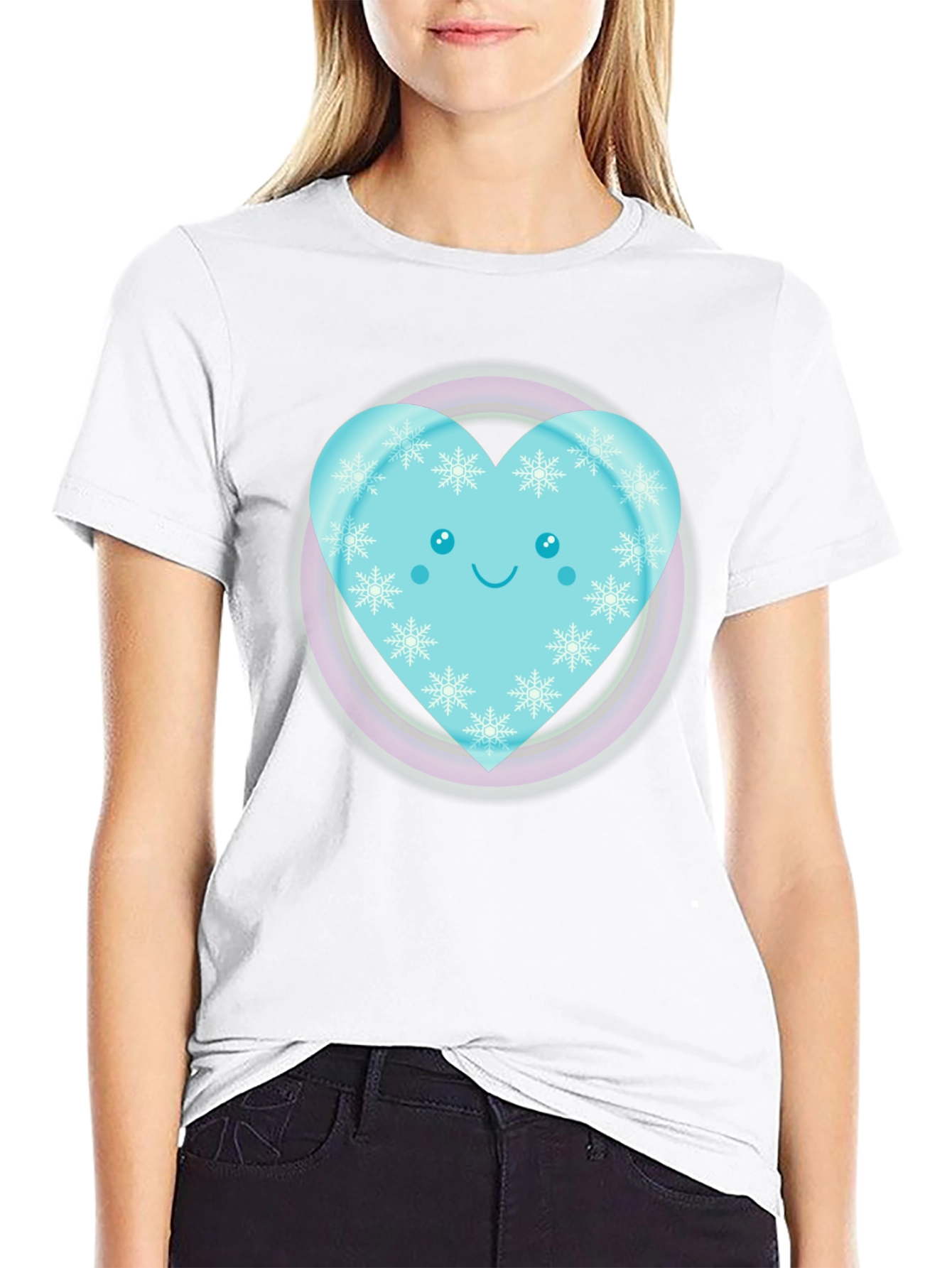 Cute Heart Snowflake Graphic Tee