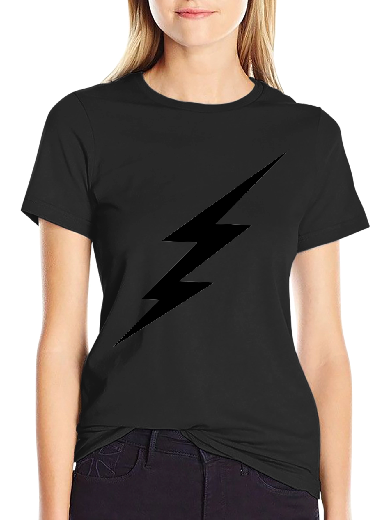 Black Lightning Bolt Graphic Tee - Mens Casual T-Shirt