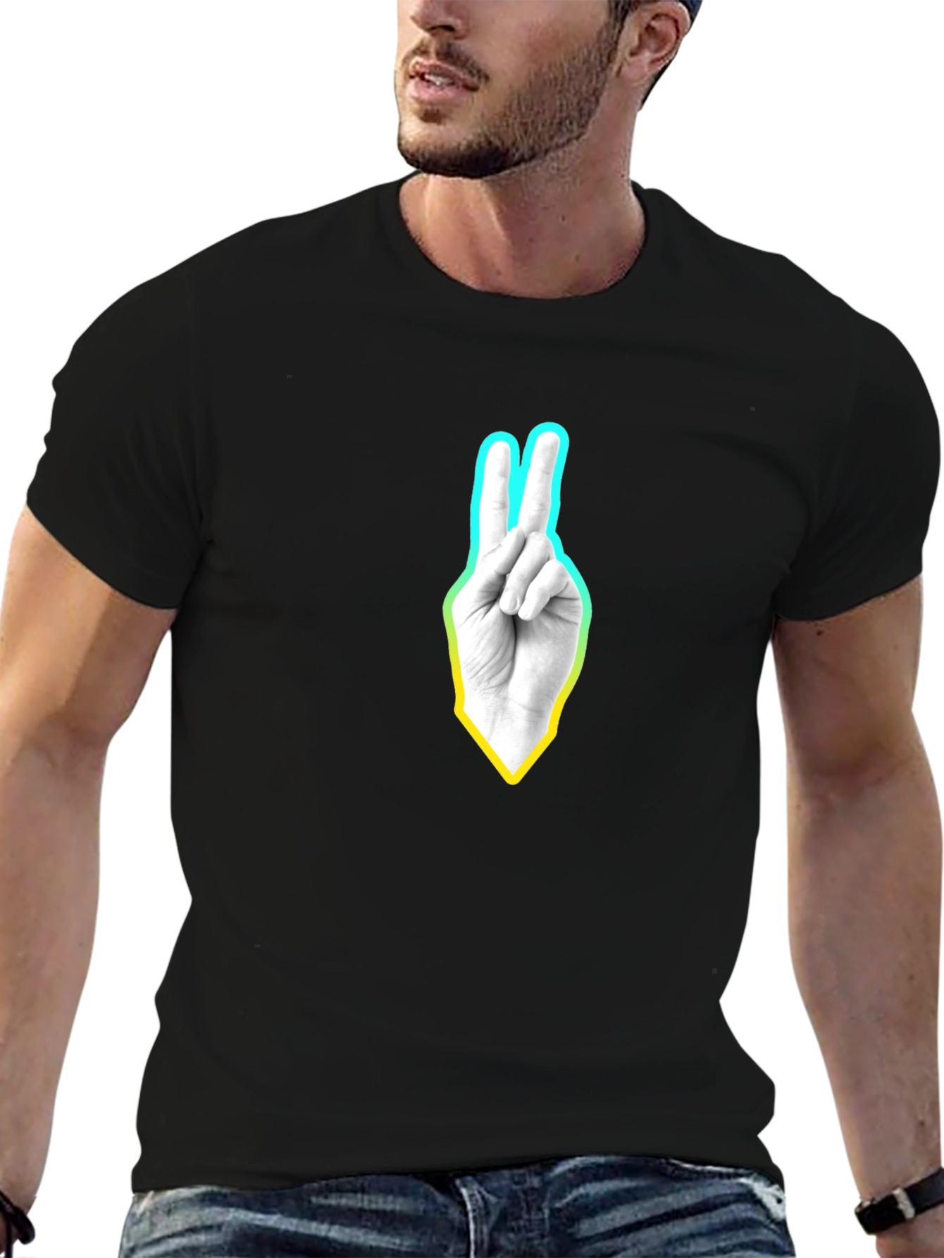 Peace Sign Graphic T-Shirt - Casual Black Tee