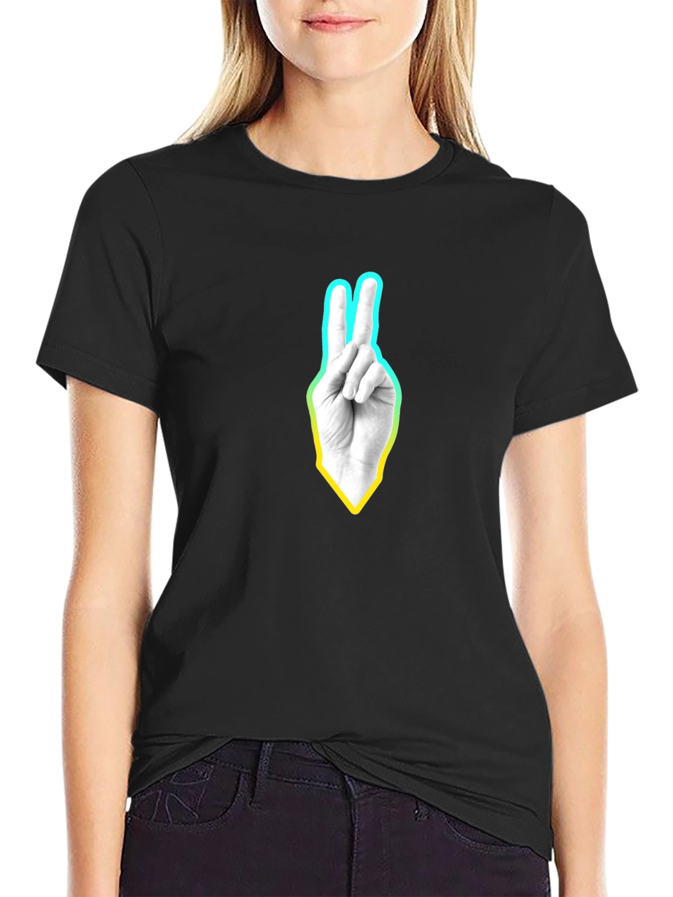 Peace Sign Graphic T-Shirt - Casual Black Tee