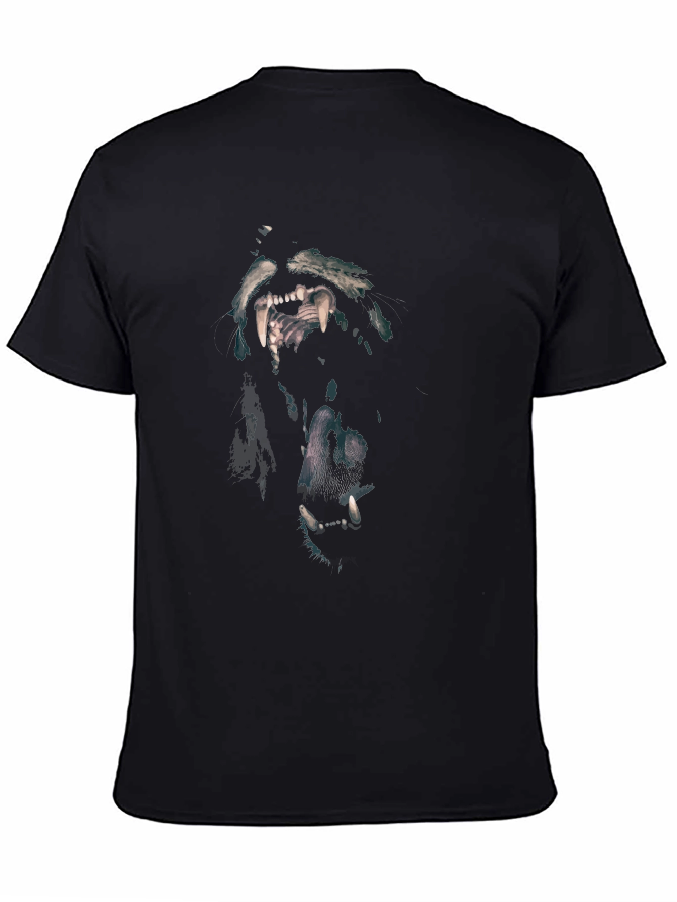 Wolf Graphic Print Black Crew Neck T-Shirt
