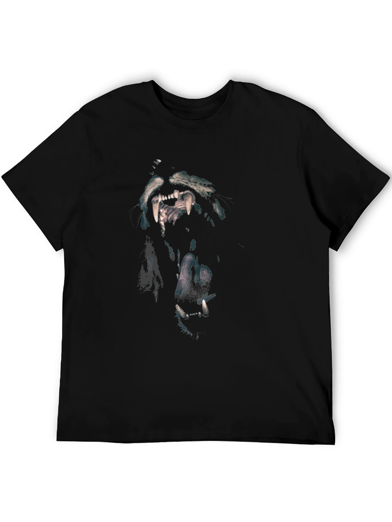 Wolf Graphic Print Black Crew Neck T-Shirt